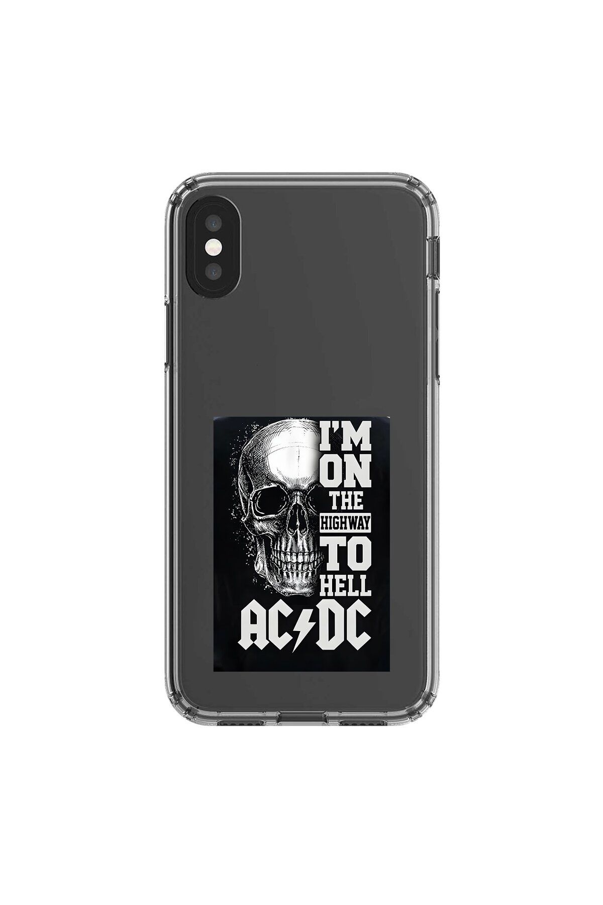 Dali Design iPhone X Uyumlu Şeffaf Kılıf AC/DC Tasarımlı