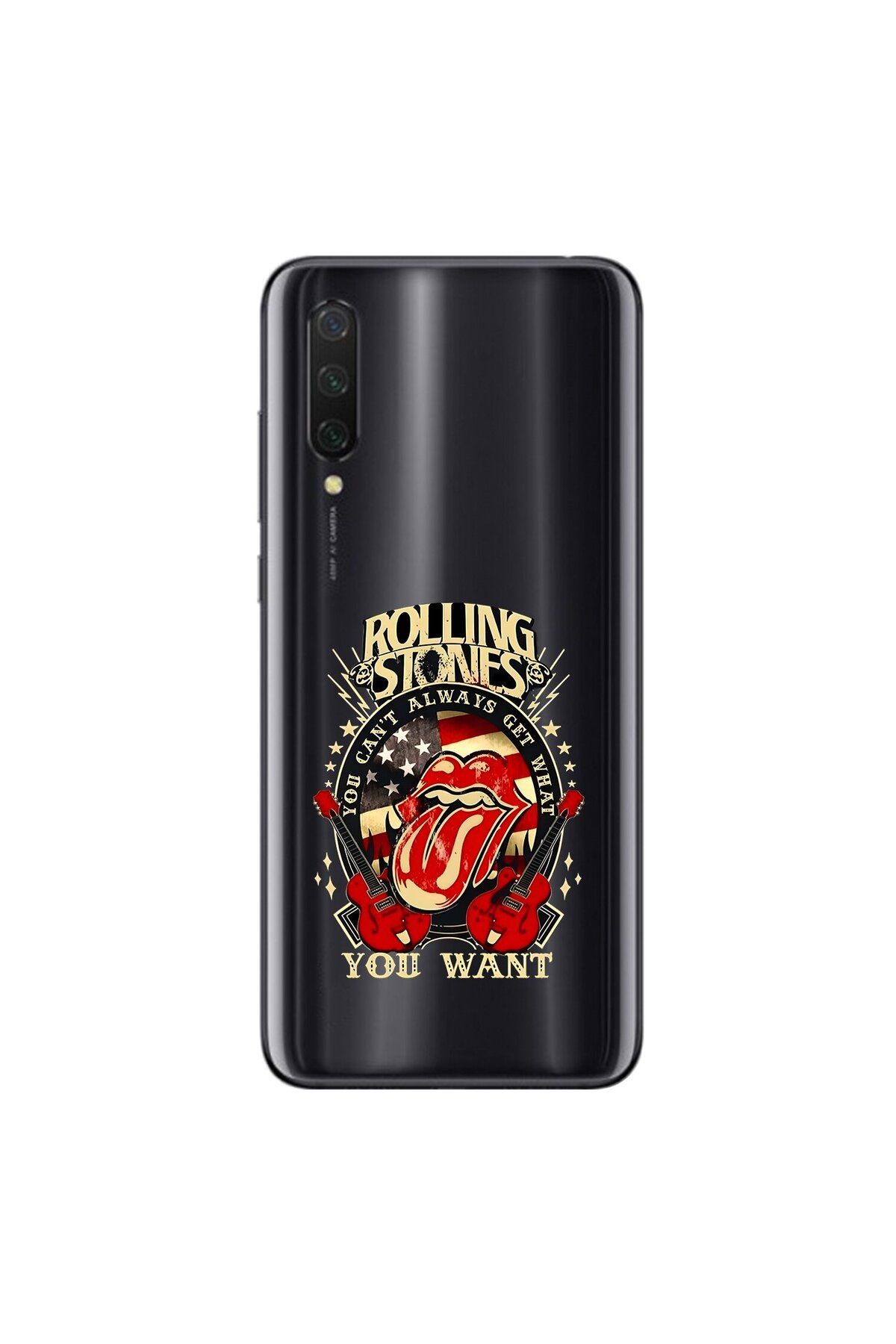 Dali Design Xiaomi Mi 9 Lite Uyumlu Şeffaf Kılıf Rolling Stones Tasarımlı
