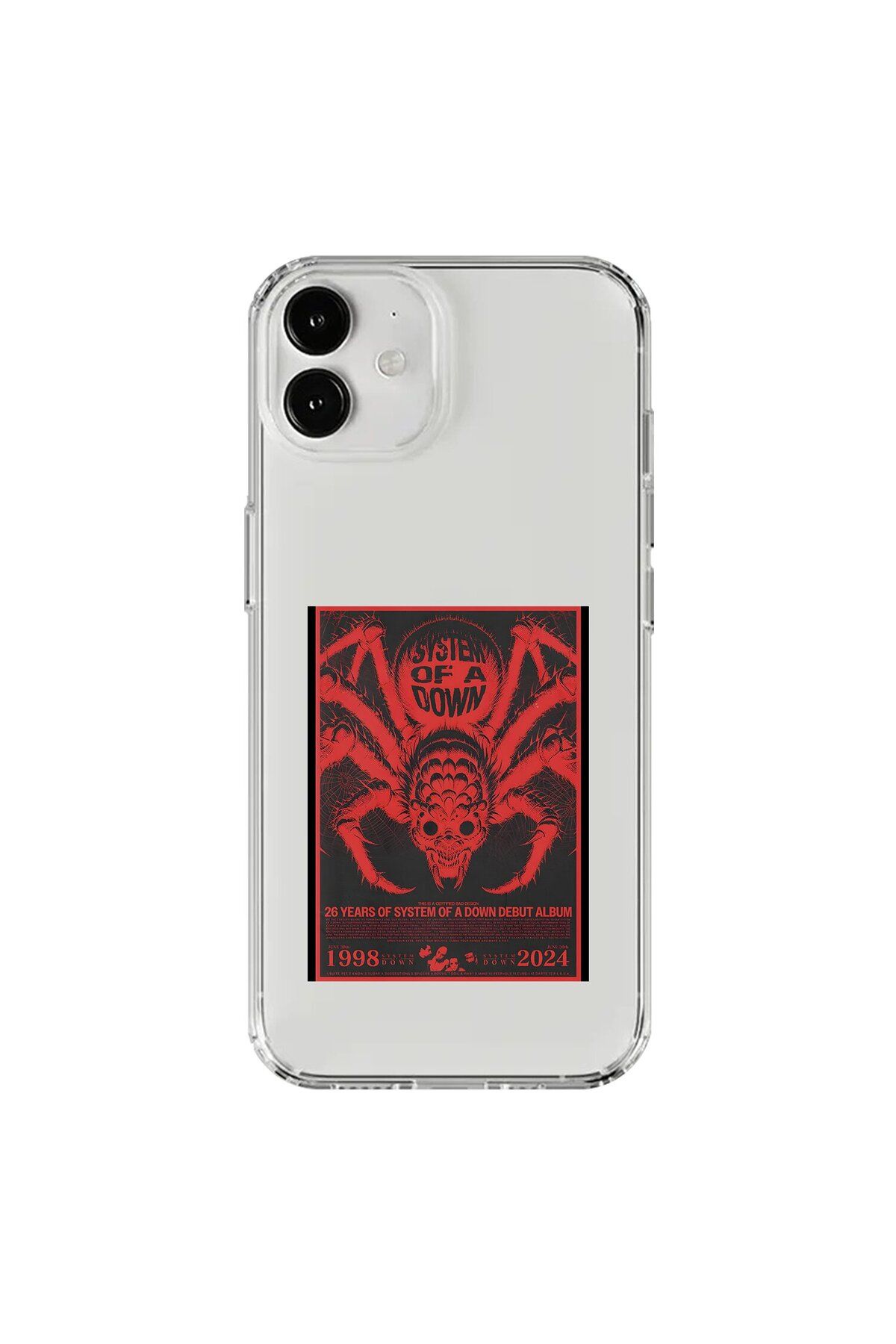Dali Design iPhone 12 Uyumlu Şeffaf Kılıf System of A Down Tasarımlı