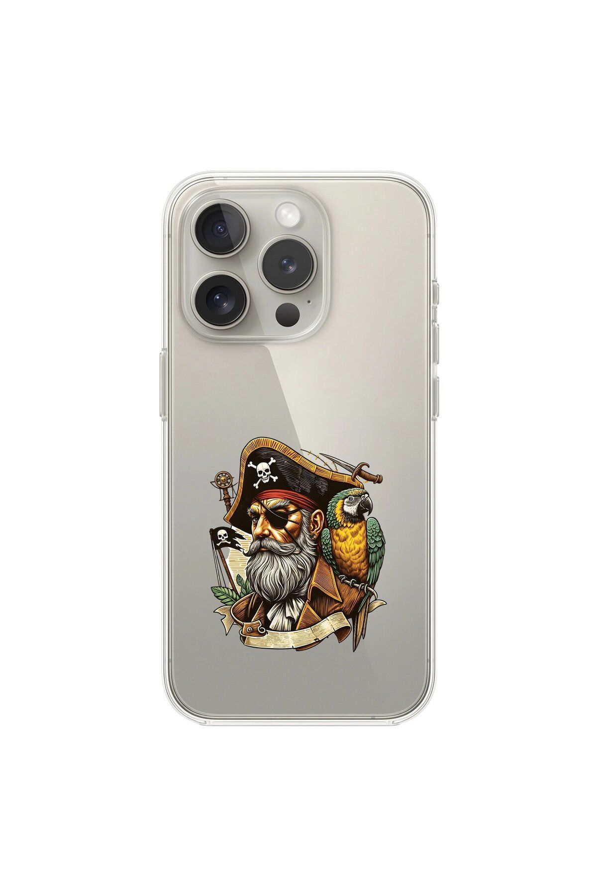 Dali Design iPhone 15 Pro Uyumlu Şeffaf Kılıf Pirate 3 Tasarımlı