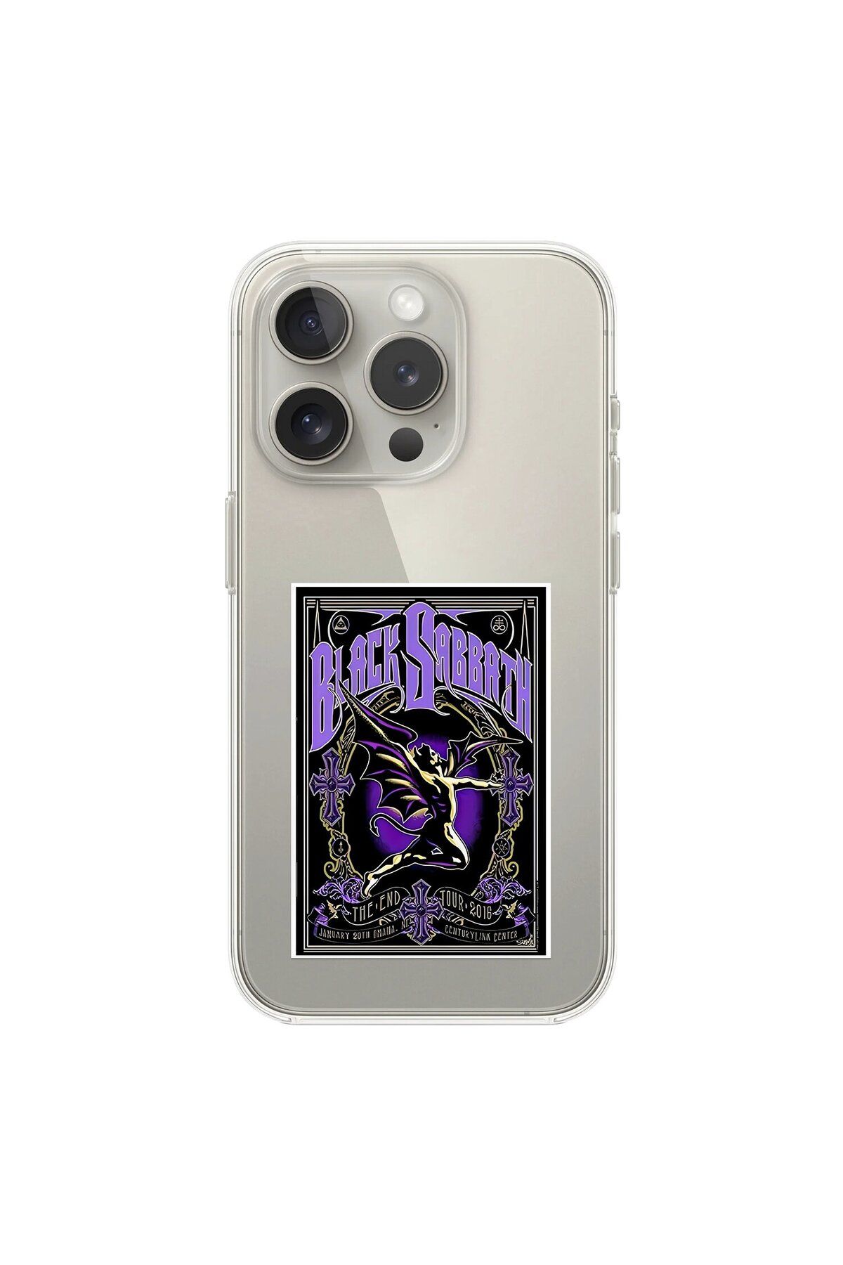 Dali Design iPhone 15 Pro Uyumlu Şeffaf Kılıf Black Sabbath Tasarımlı