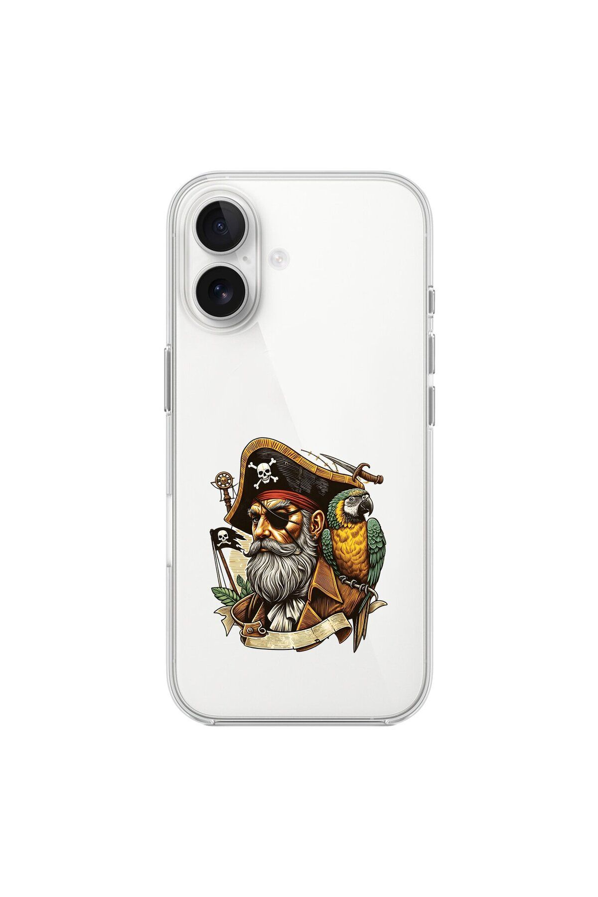 Dali Design iPhone 16 Plus Uyumlu Şeffaf Kılıf Pirate 3 Tasarımlı