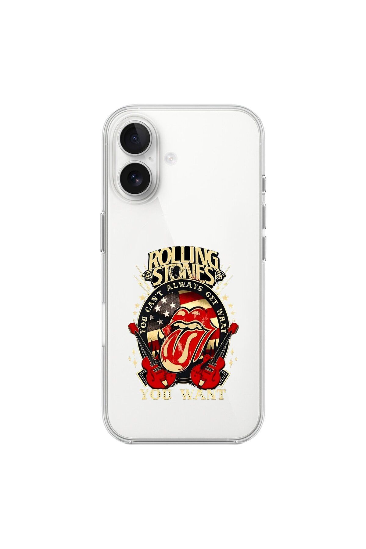 Dali Design iPhone 16 Plus Uyumlu Şeffaf Kılıf Rolling Stones Tasarımlı
