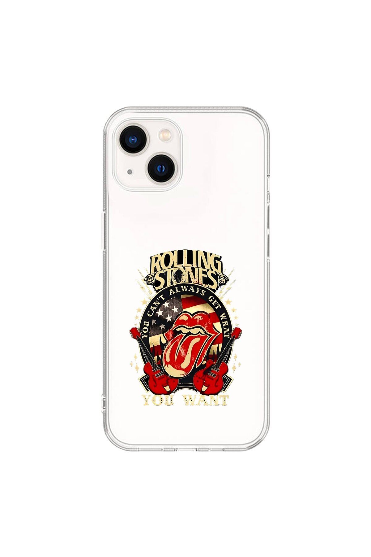 Dali Design iPhone 13 Mini Uyumlu Şeffaf Kılıf Rolling Stones Tasarımlı