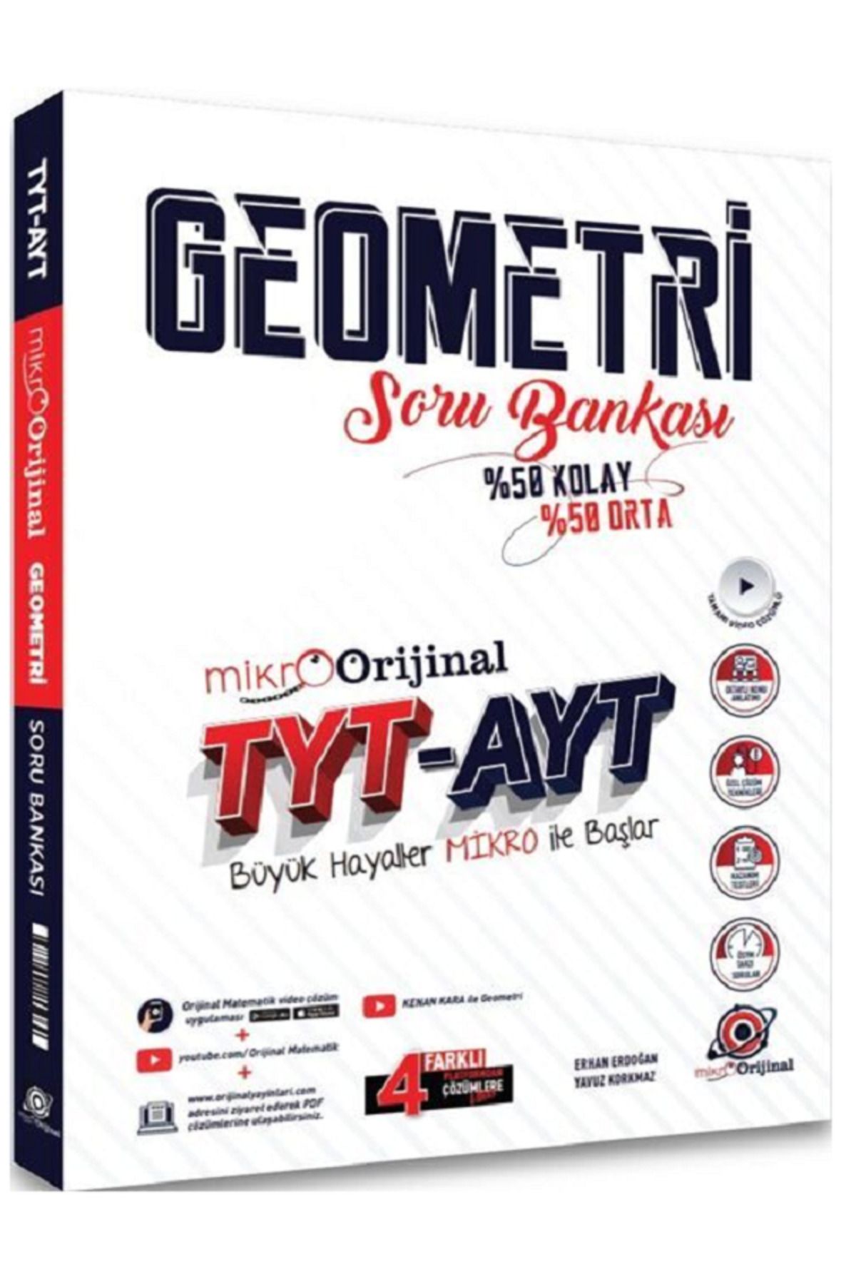 Evrensel İletişim Yayınları Mikro TYT - AYT GEOMETRİ Soru Bankası / %58 Kolay %58 Orta / Video Çözümlü