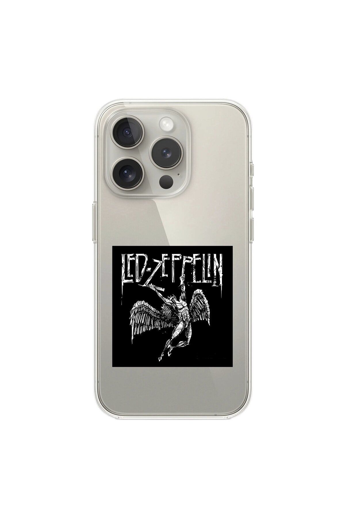 Dali Design iPhone 12 Pro Uyumlu Şeffaf Kılıf Led Zeppelin Tasarımlı