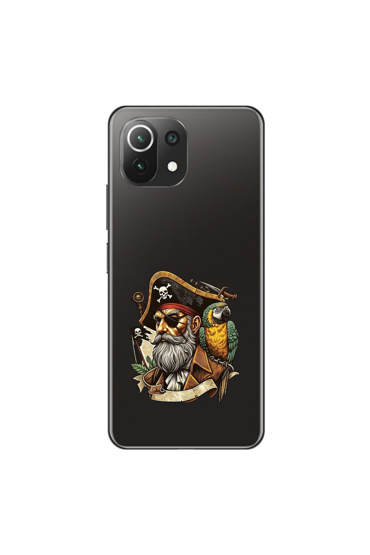 Dali Design Xiaomi Mi 11 Lite Uyumlu Şeffaf Kılıf Pirate 3 Tasarımlı