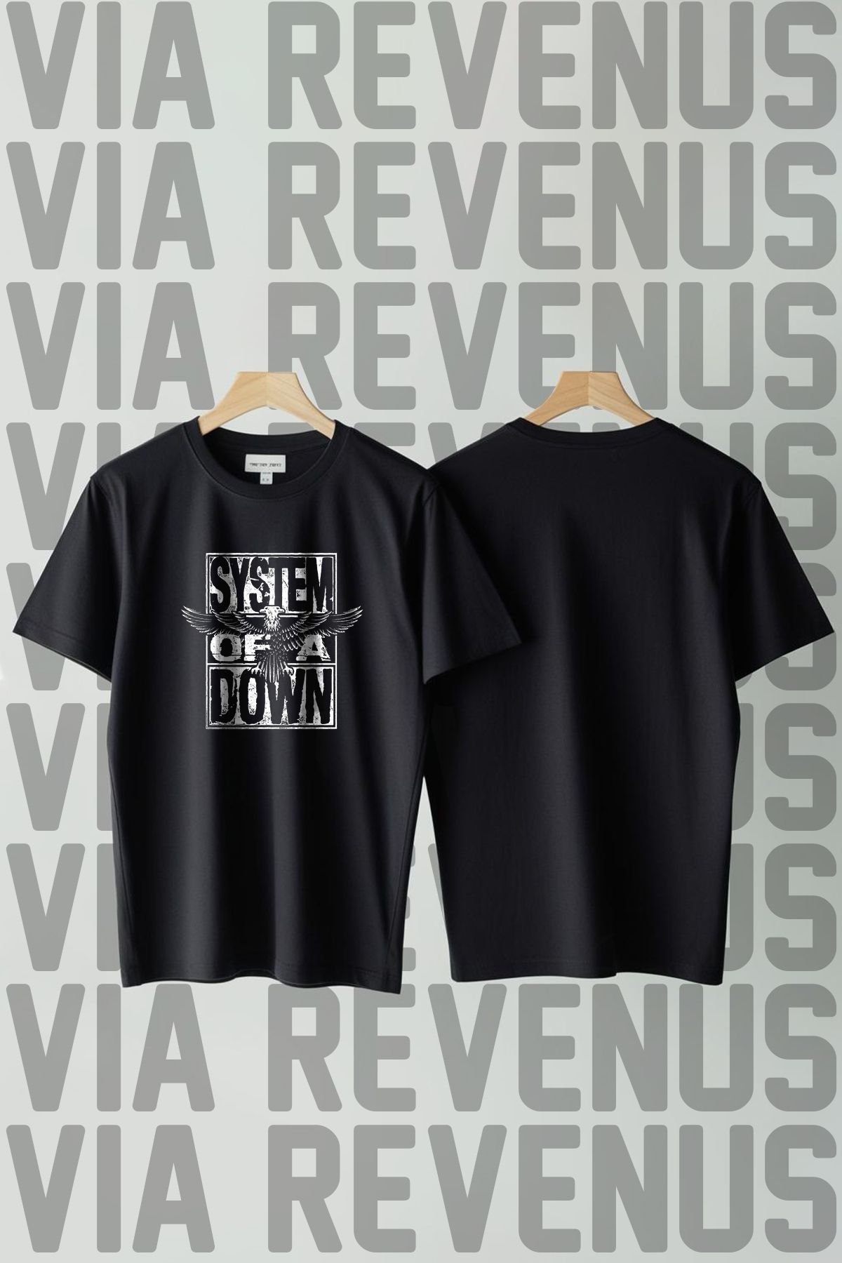 Vordevia System of a Down Baskılı Geniş Kalıp Unisex Bisiklet Yaka Tshirt