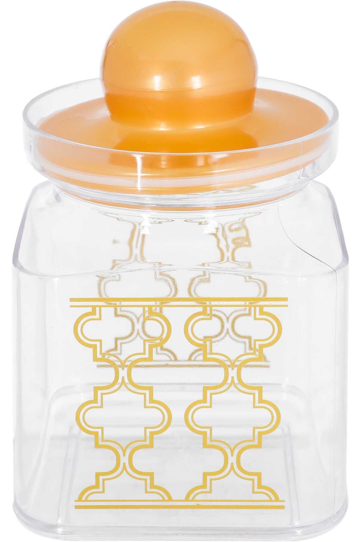 Alsaif Gallery-Plastic Spice Container Set Alsaif Gallery with Gold Lid, 3 Pieces - Transparent 3