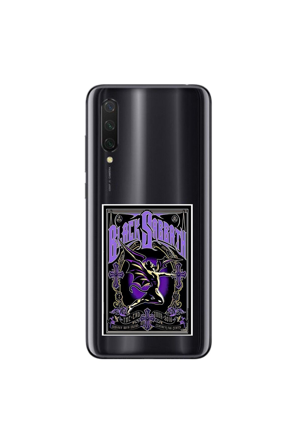 Dali Design Xiaomi Mi 9 Lite Uyumlu Şeffaf Kılıf Black Sabbath Tasarımlı