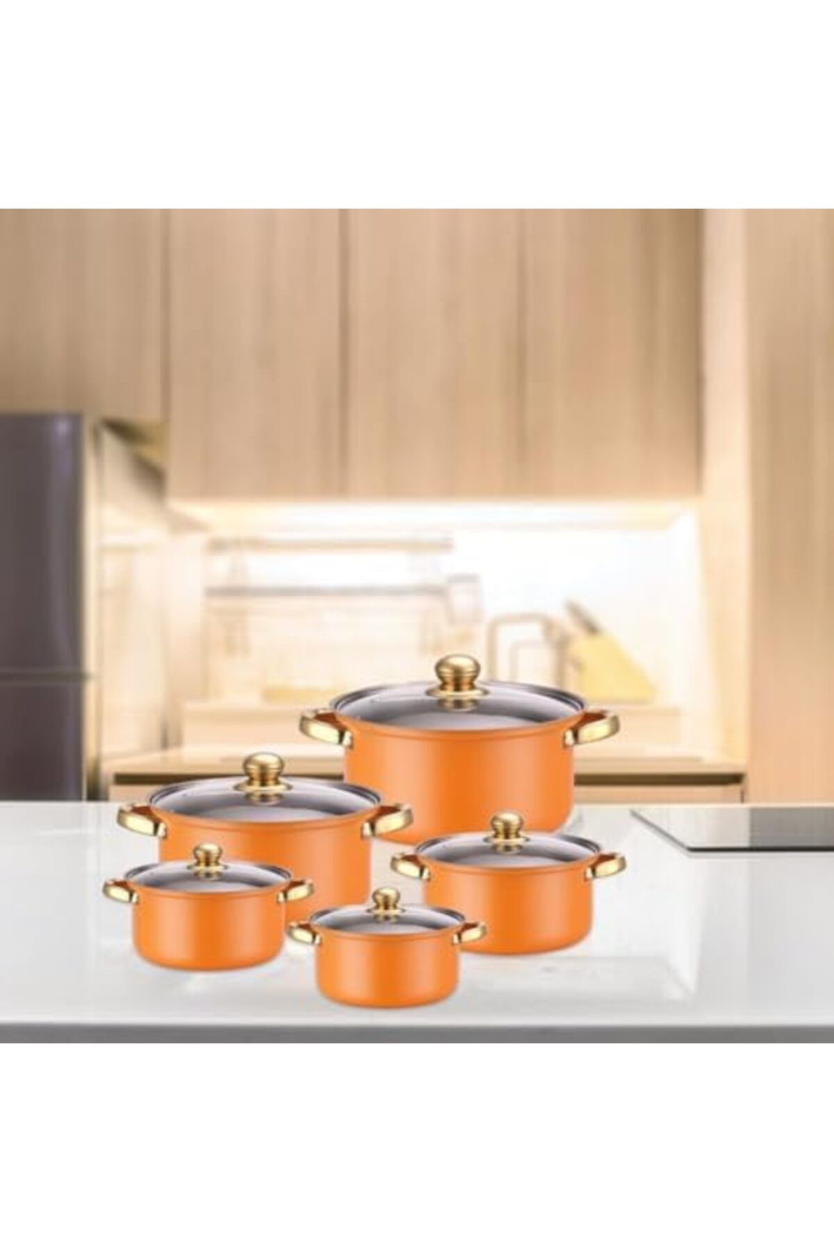 Generic-TAME 5 PCS Stackable Pot Set, Stewpots with Lids (16/18/20/22/24 cm), Nesting Non Stick Pots, Premiu 5