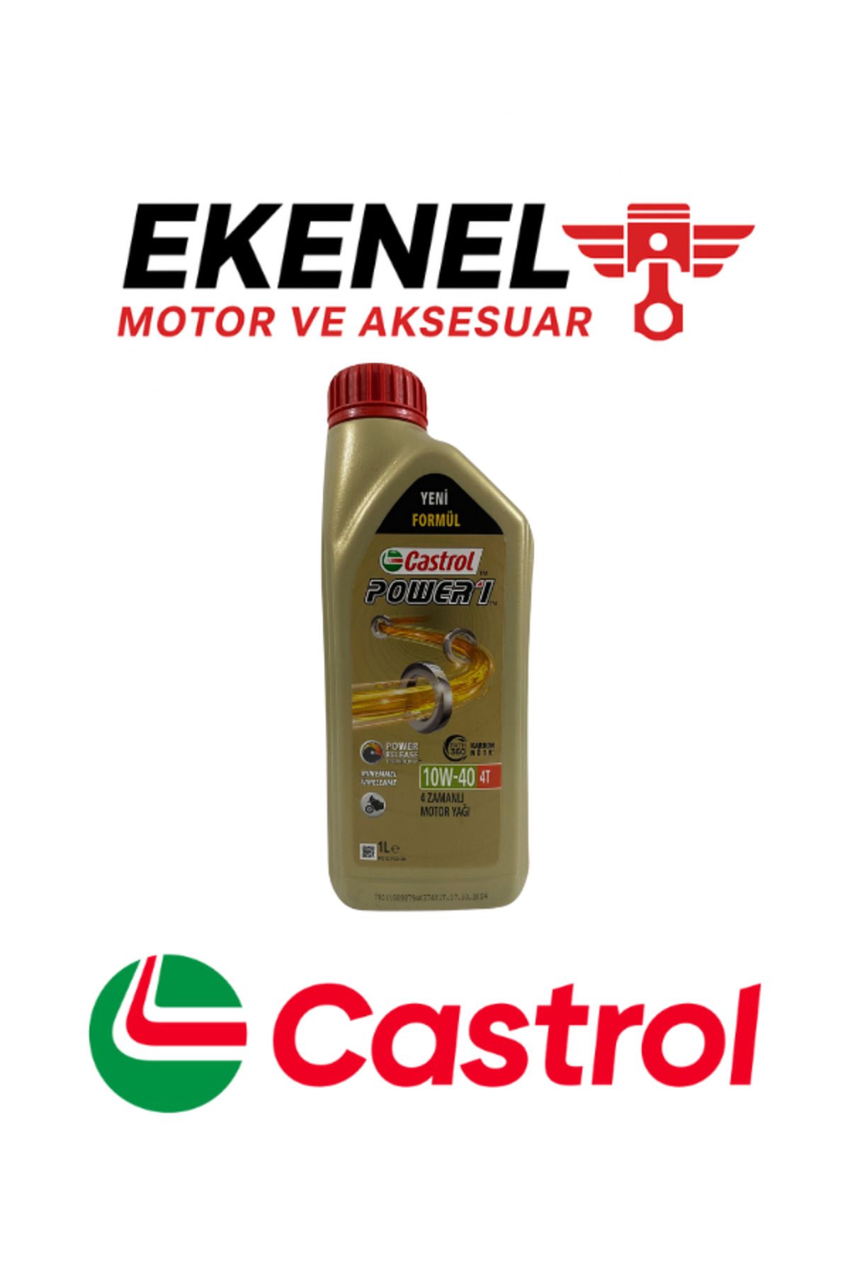 CASTROL Power1 10W-40 4T Motosiklet Yağı 1 Litre | Yüksek Performans İçin Sentetik Yağ