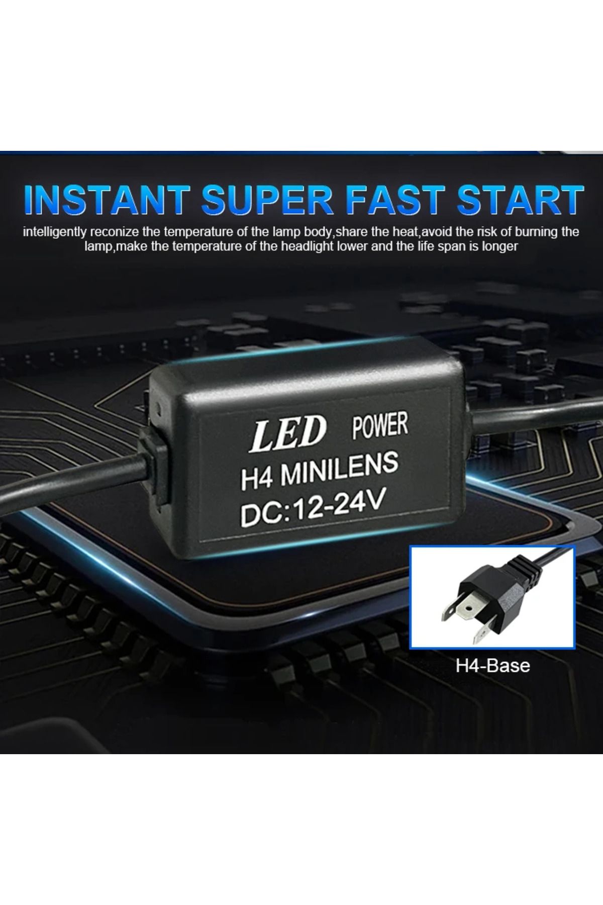 SONORH-Set of 2 H4 LED Bulbs with Magnifier for Standard Headlights, 100W, Canbus without error on board 5