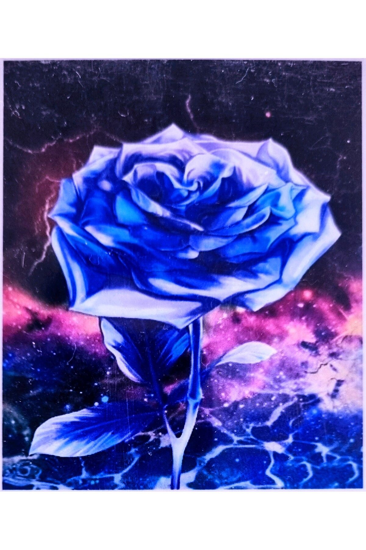 Hobiline 5D'li Elmas Boncuk Yapıştırma Taş İşleme Mozaik Goblen KİT "MAVİ GÜL" 50x65 cm