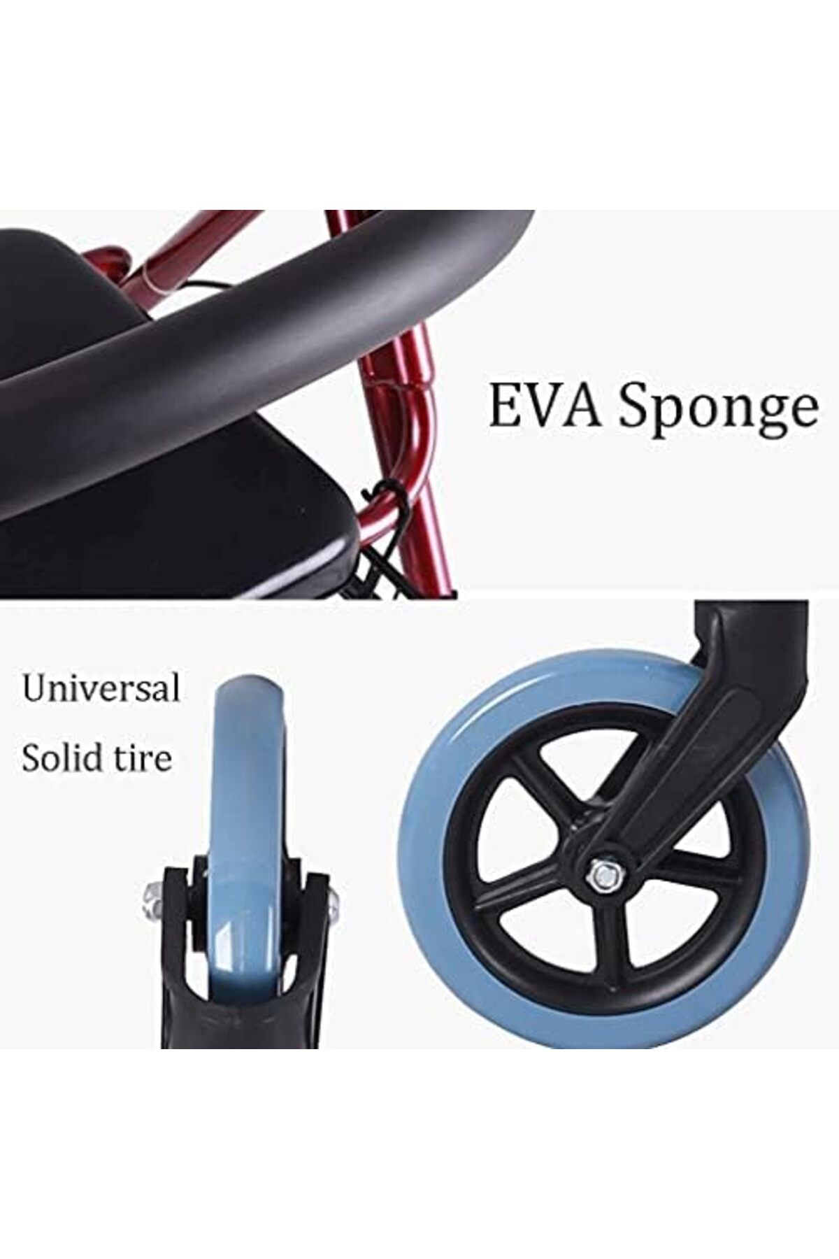 genri-Foldable Walker with 4 Wheels, Dual Brake System, Rotating Medical Walker with Basket for Elderly, 8 4