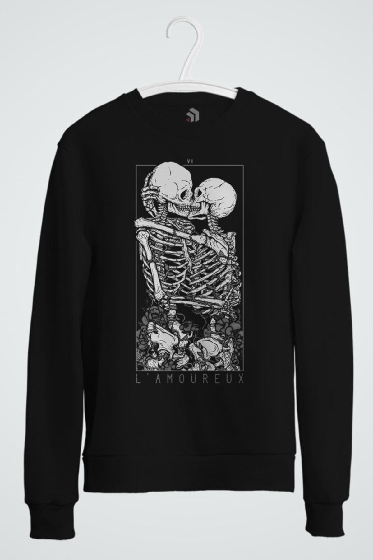 karikatürstore The Lovers Pullover Baskılı Sweatshirt