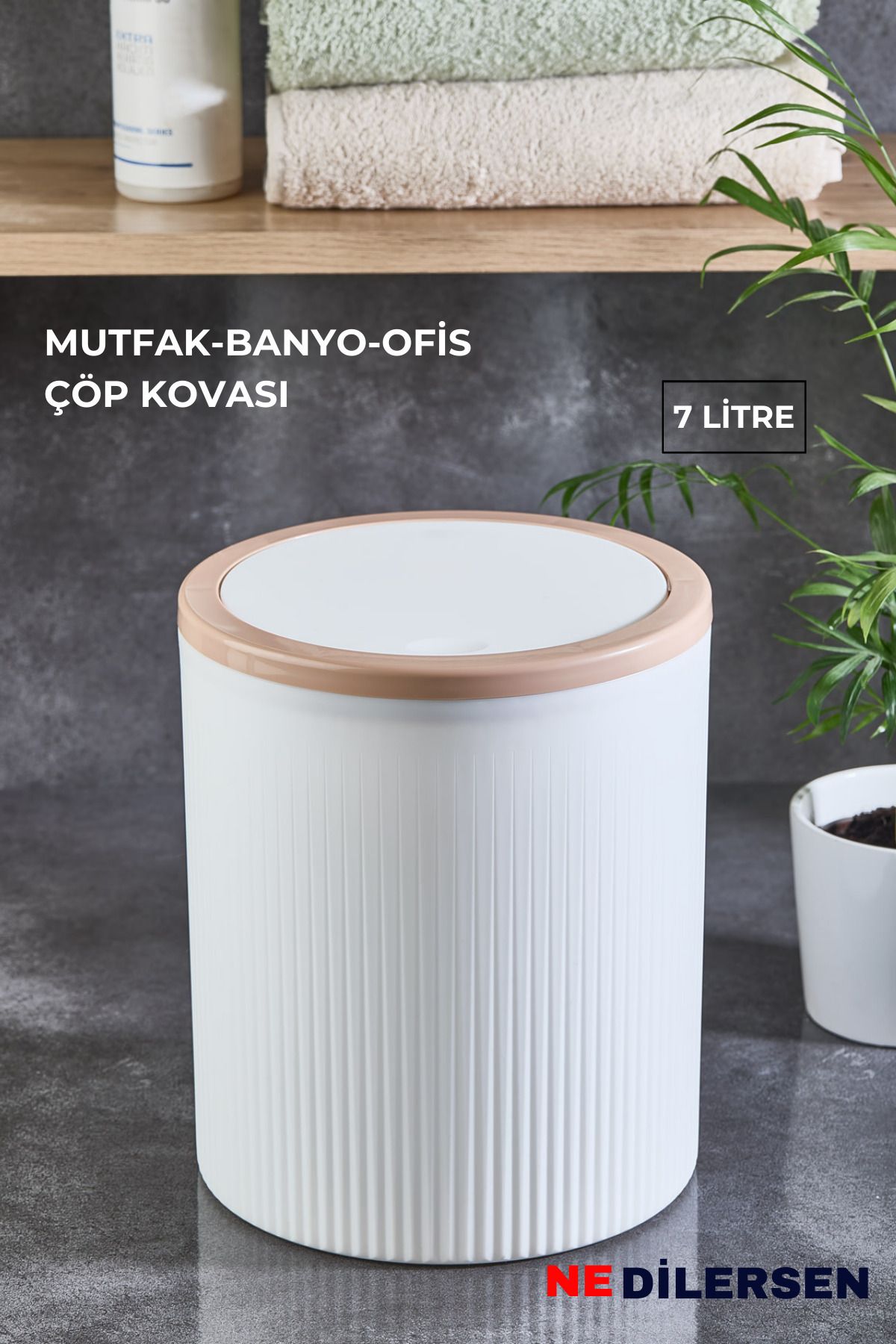 teknotrust Şık 7L Beyaz Çöp Kovası, Banyo, Mutfak ve Ofis için ideal seçenektir
