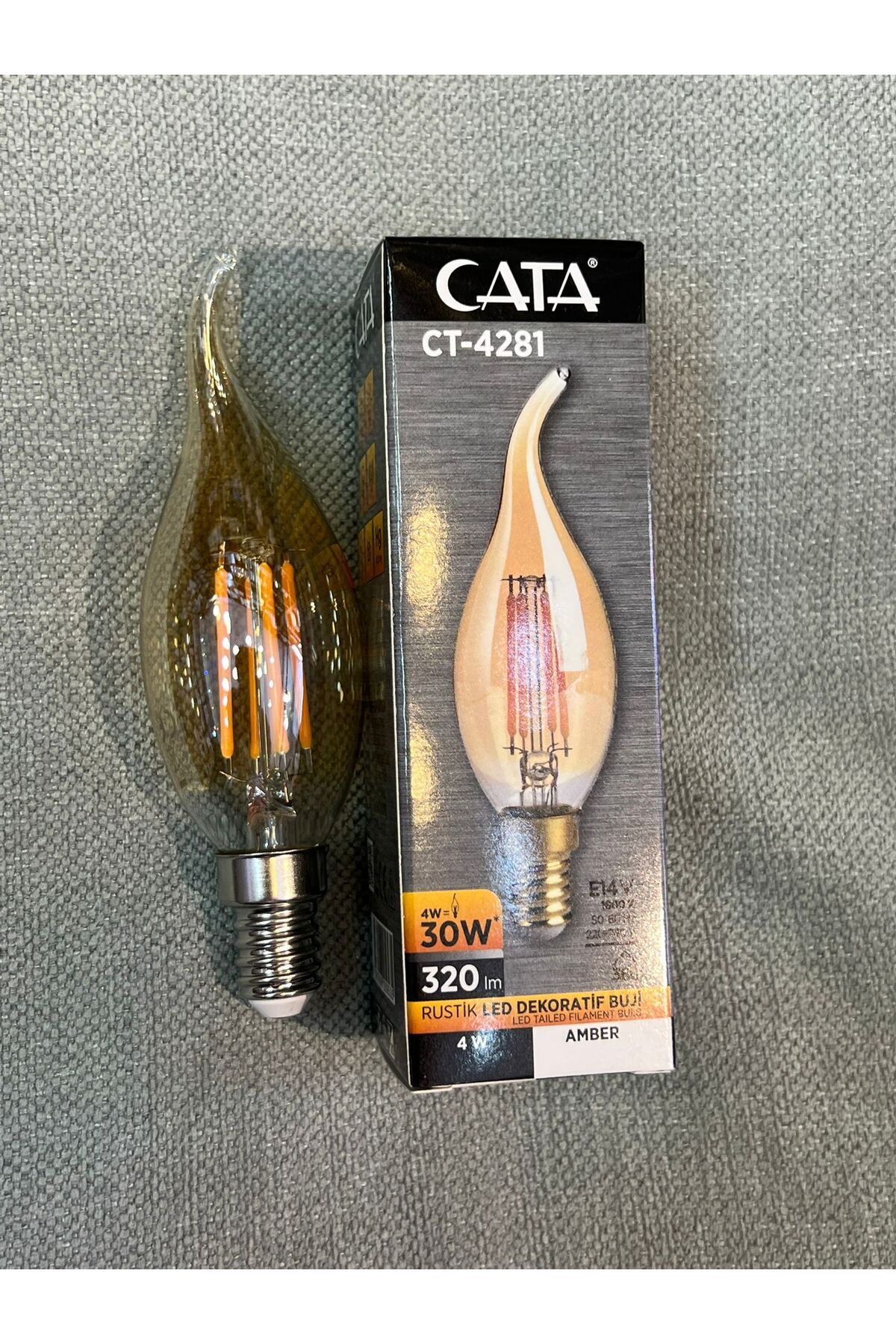 OKYANUSAYD 4 WATT AMBER IŞIK E-14 DUYLU KIVRIK BUJİ LED RUSTİK AMPUL