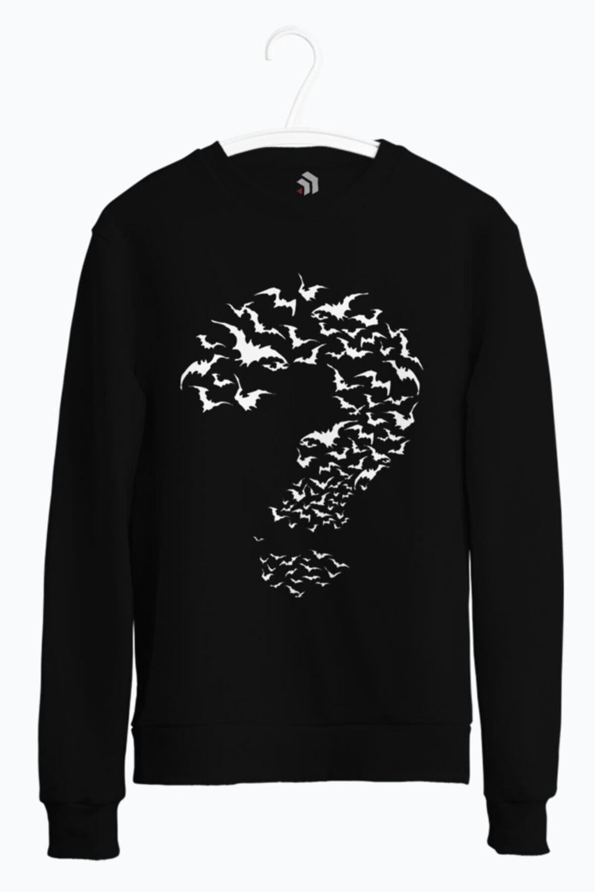 karikatürstore Batman The Riddler White Baskılı Bisiklet Yaka Sweatshirt