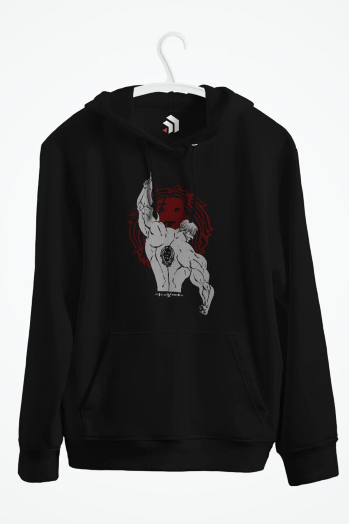karikatürstore God Escanor Baskılı Kapşonlu Sweatshirt