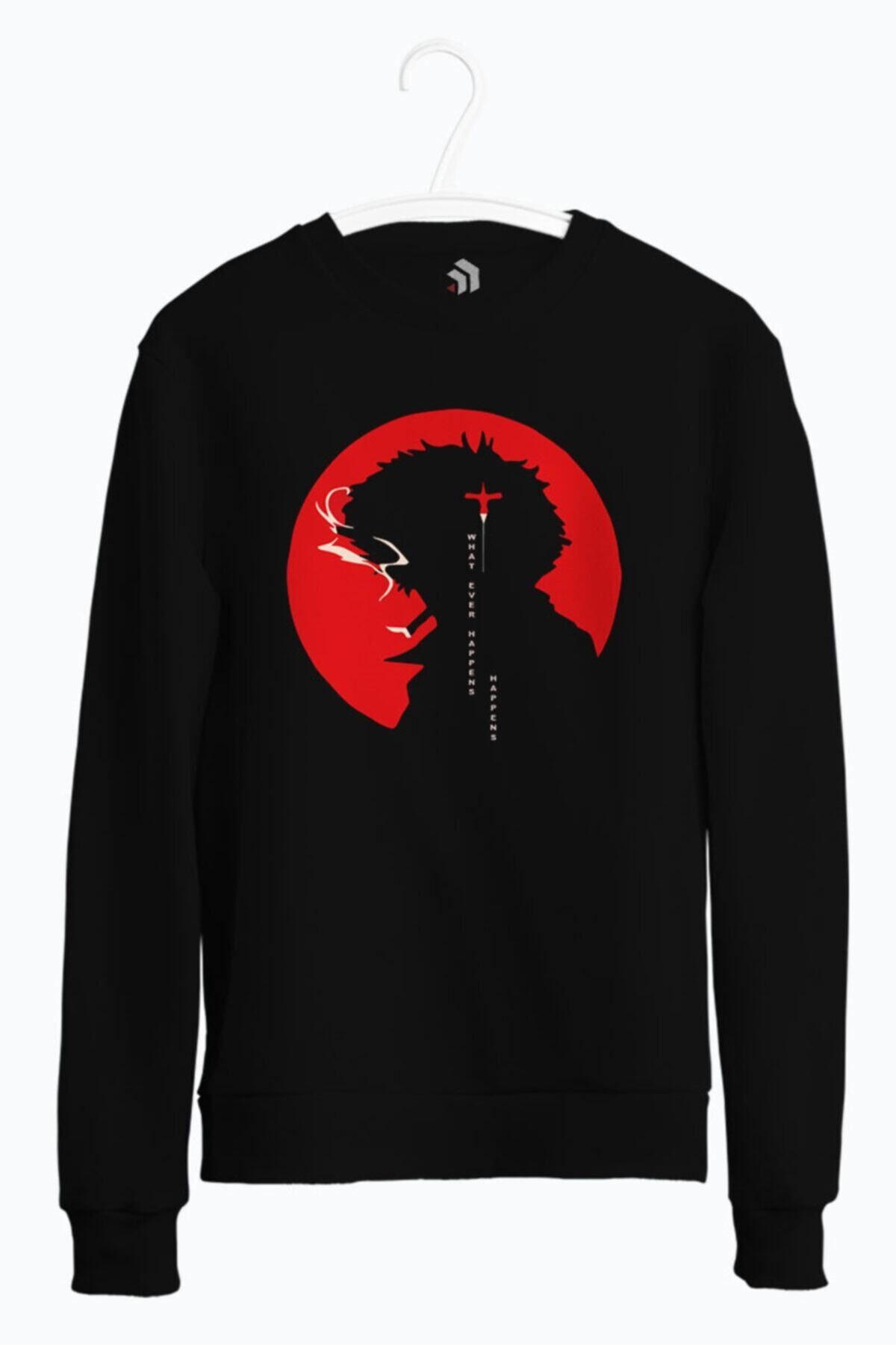 karikatürstore Cowboy Bebop Spike Anime Baskılı Bisiklet Yaka Unisex Sweatshirt