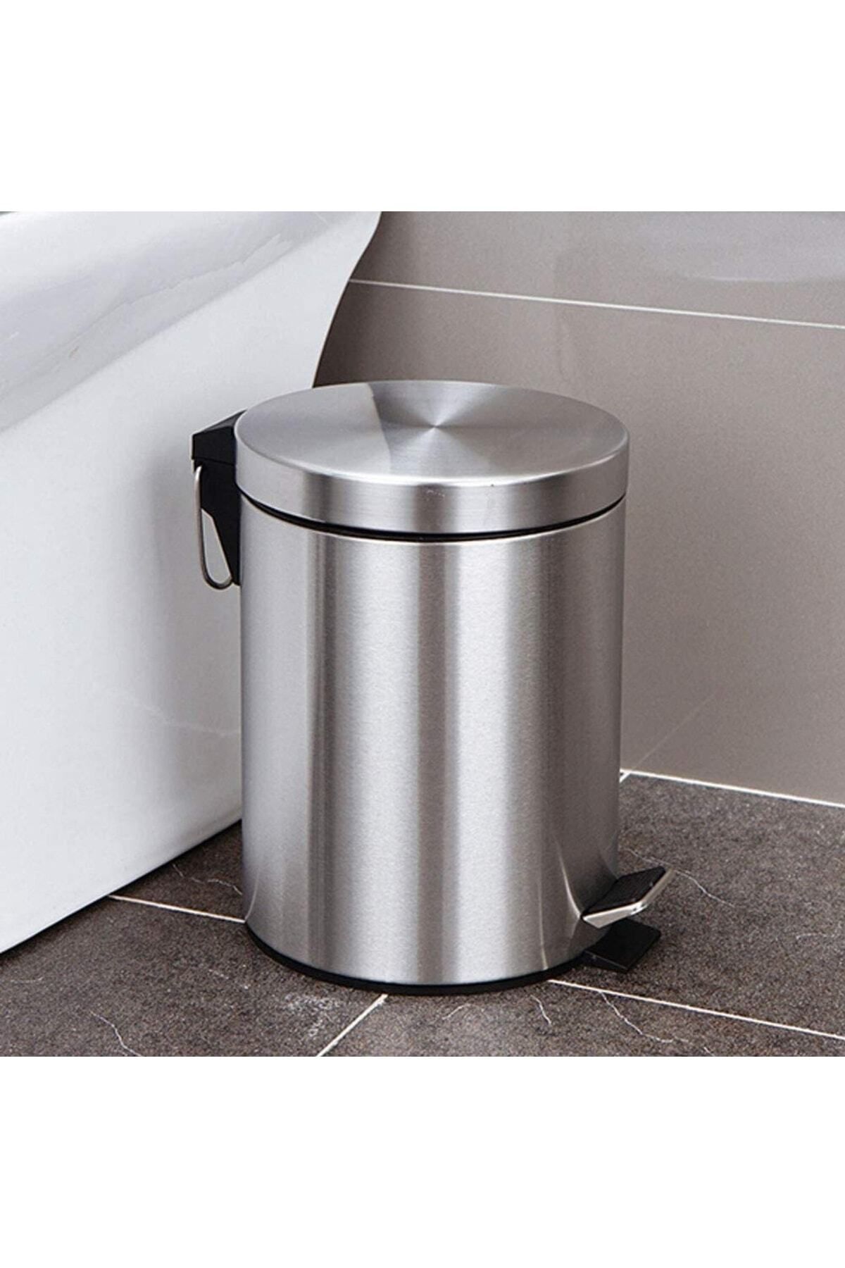 teknotrust Paslanmaz Metal Pedallı Çöp Kovası, 3 Litre, Banyo, Tuvalet, Balkon, Mutfak için ideal