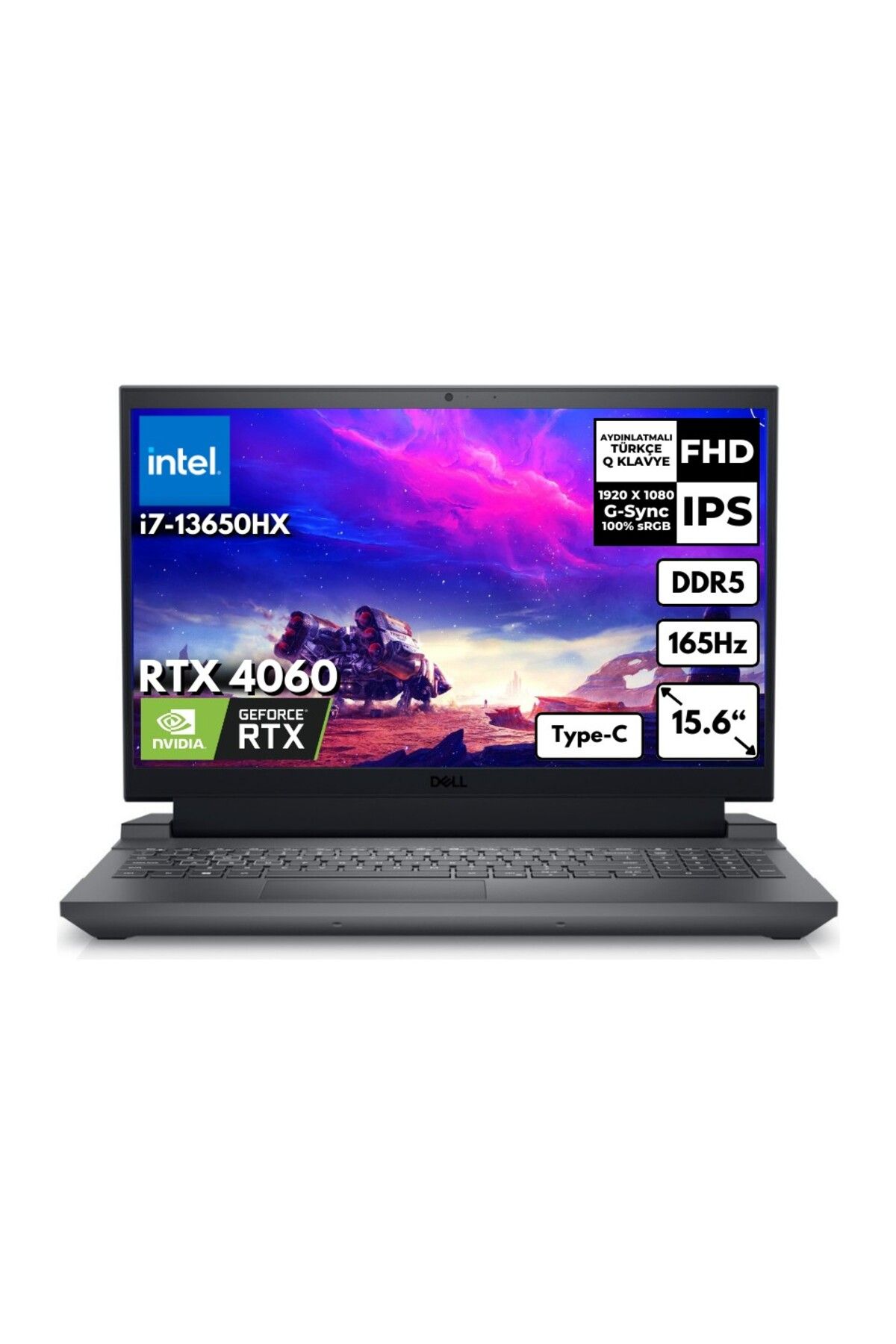 Dell Gaming G15 5530 i7-13650HX 16GB 1 TBSSD RTX4060 8GB-140W 15.6 FHD WİN11 Home G155530014UATC42
