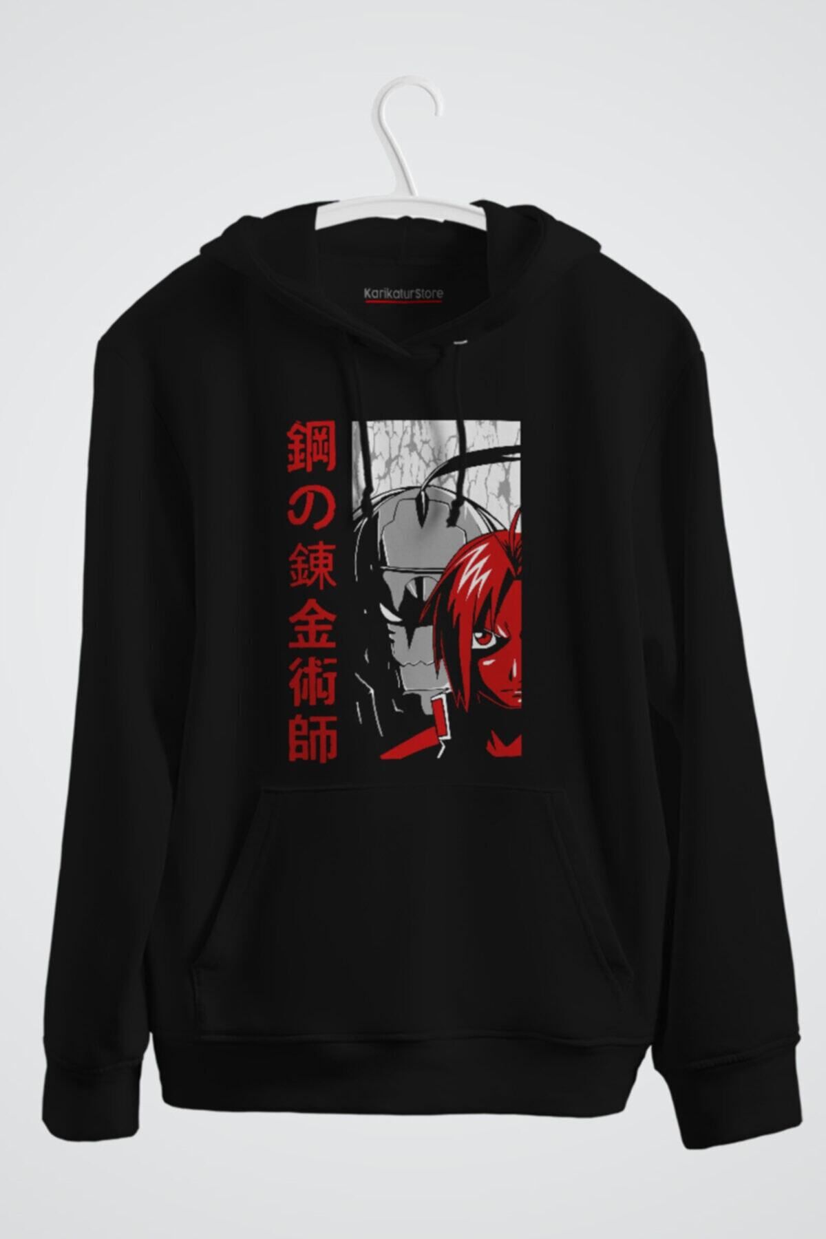 karikatürstore Fullmetal Alchemist Brotherhood Baskılı Anime Kapşonlu Sweat