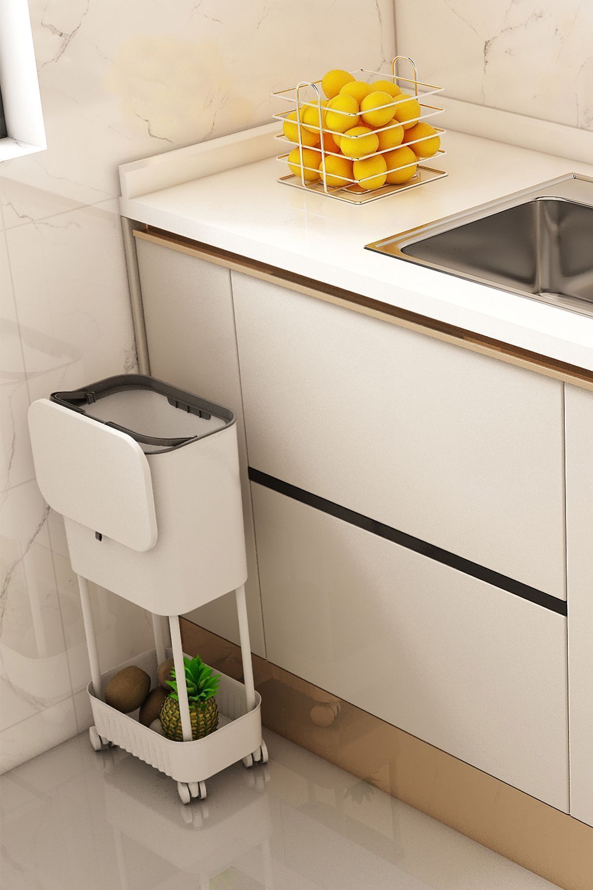teknotrust 15 Litre Kapaklı Tekerlekli Çok Amaçlı Banyo ve Mutfak Çöp Kutusu