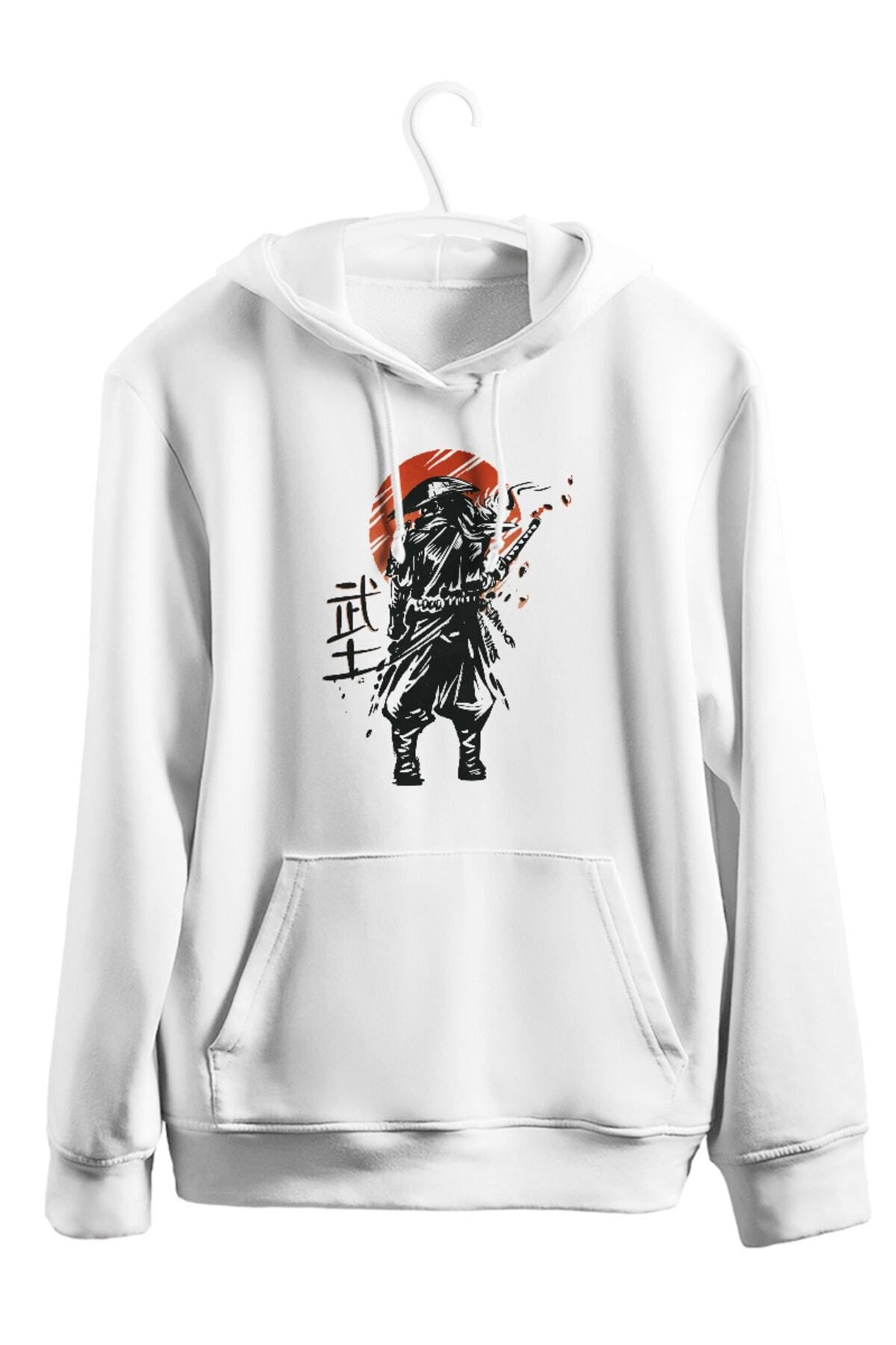 karikatürstore Samurai Warrior Japanese Baskılı Kapşonlu Sweatshirt