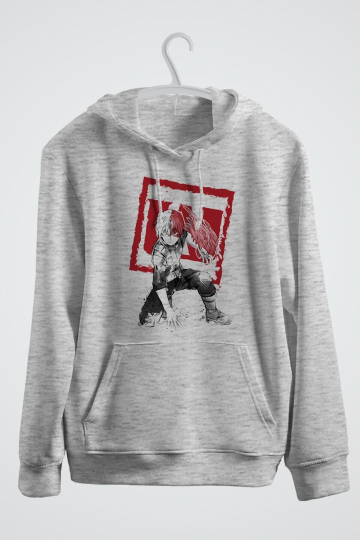karikatürstore Shoto Todoroki Sumi E My Hero Akademi Baskılı Anime Kapşonlu Sweat