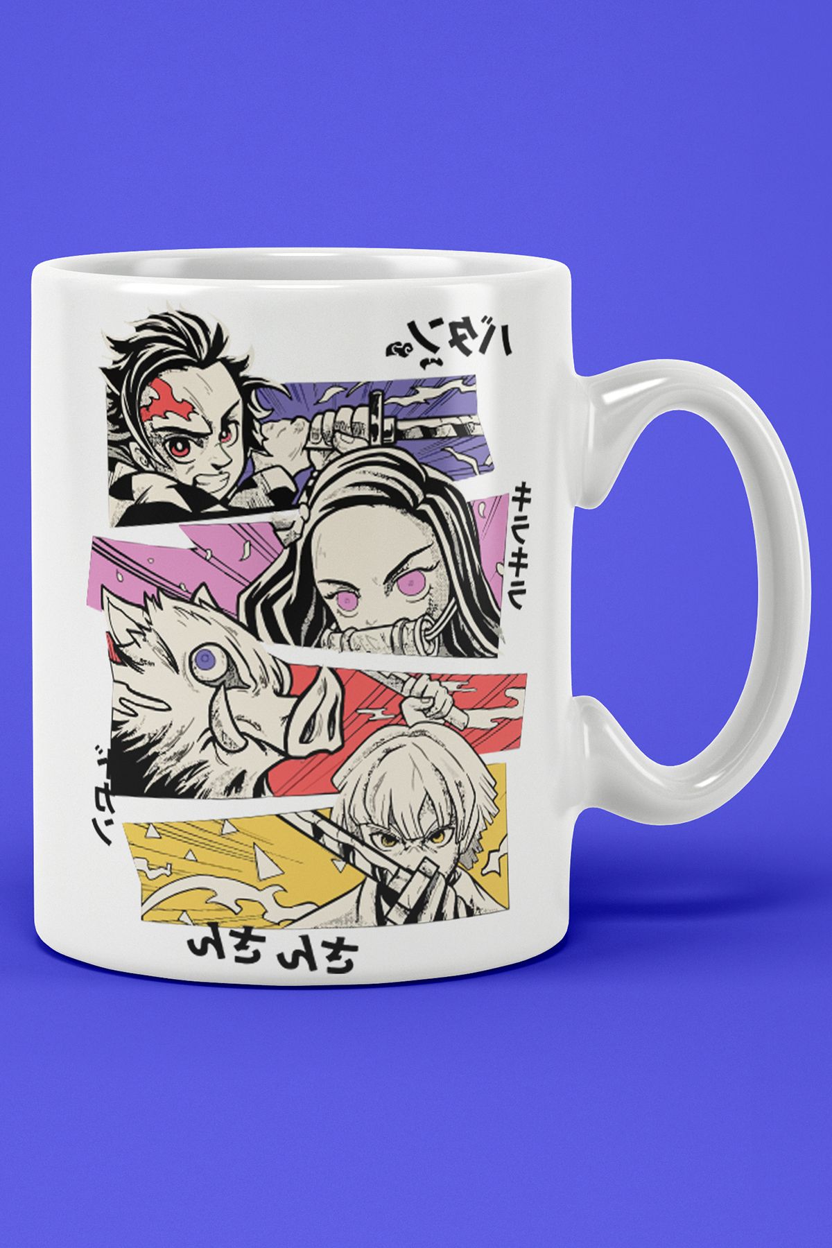 BİBANAPROMOSYON Anime Demon Slayer Baskılı Porselen Kupa Bardak