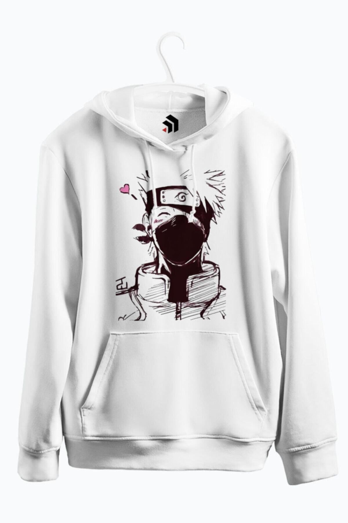 karikatürstore Kakashi Hatake Anime Baskılı Kapşonlu Sweatshirt