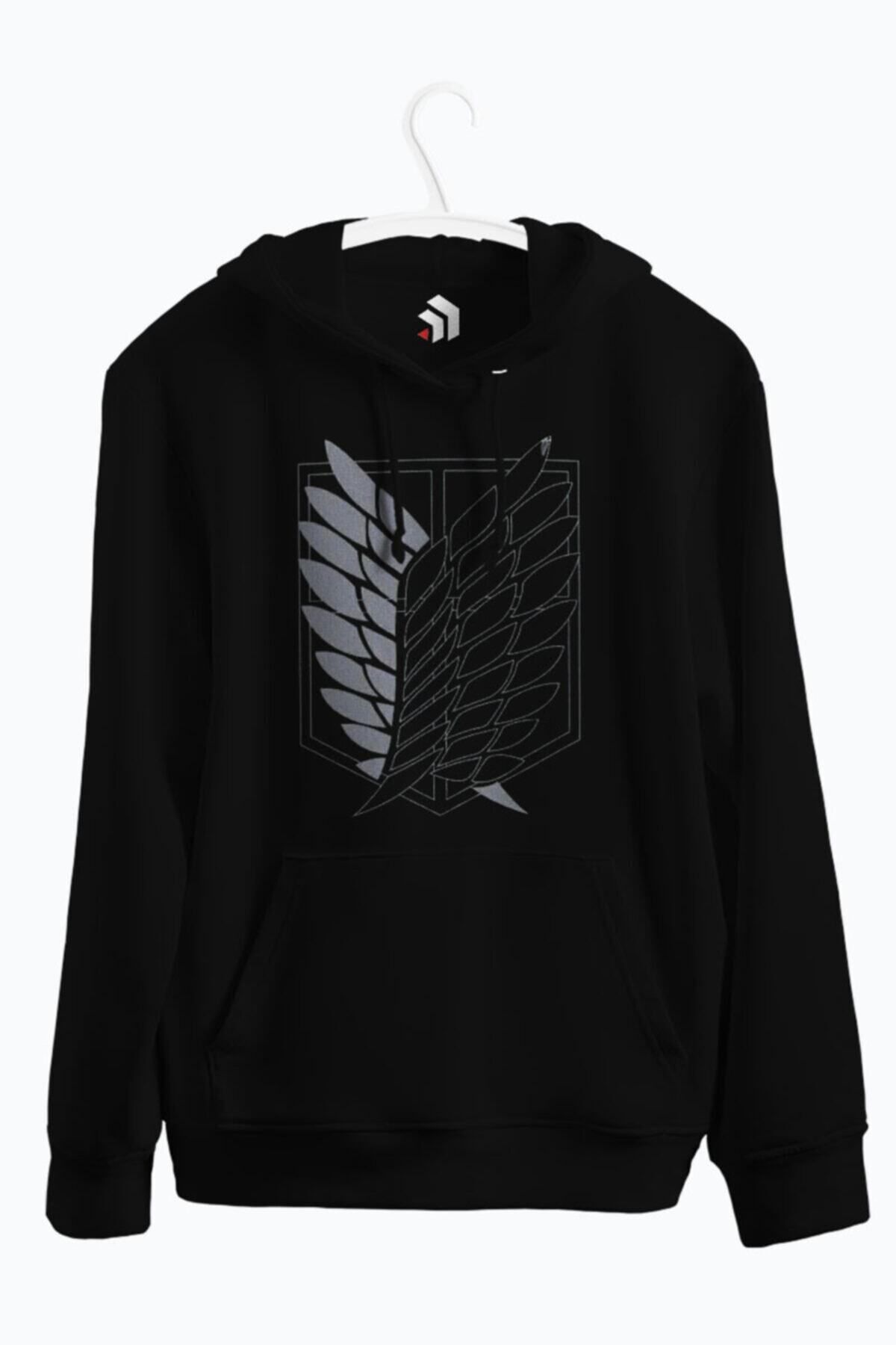 karikatürstore Survey Anime Attack On Titan Baskılı Kapşonlu Sweatshirt