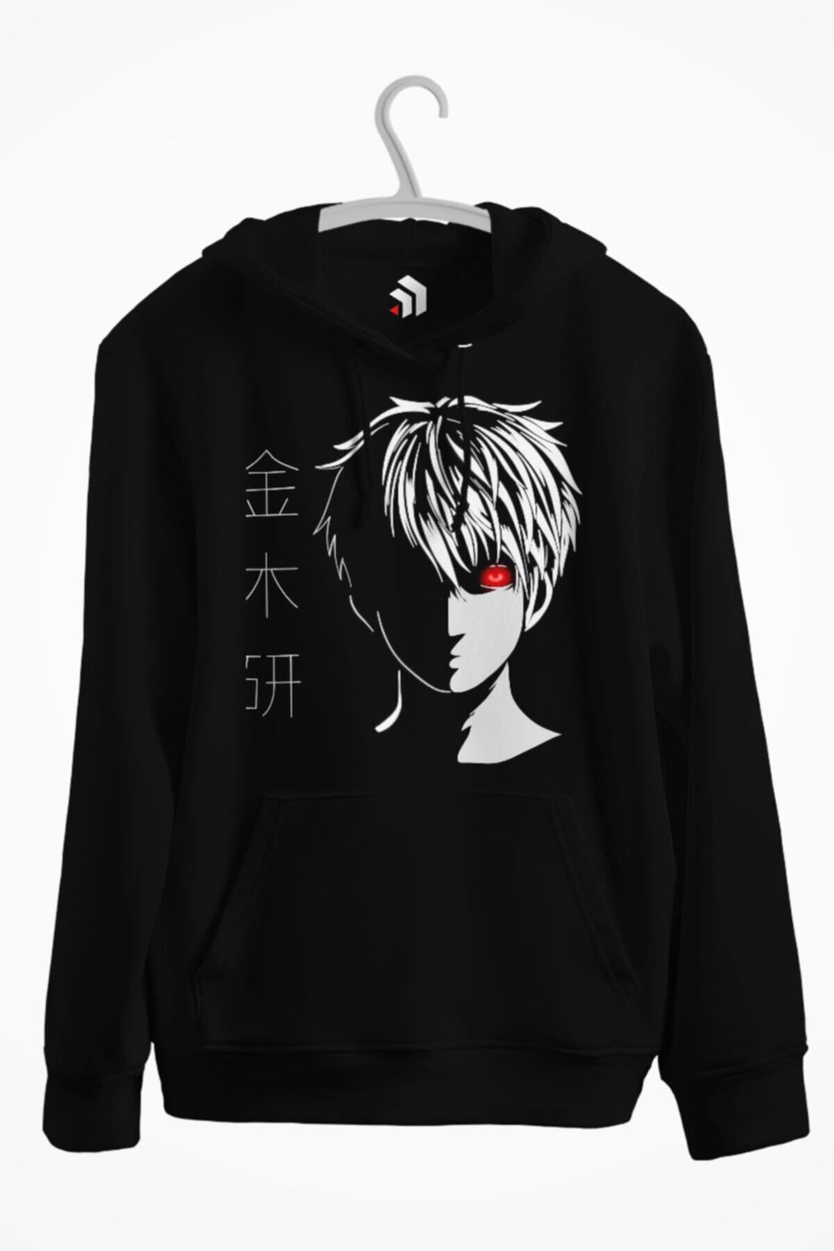 karikatürstore Kaneki Ken Baskılı Kapşonlu Sweatshirt