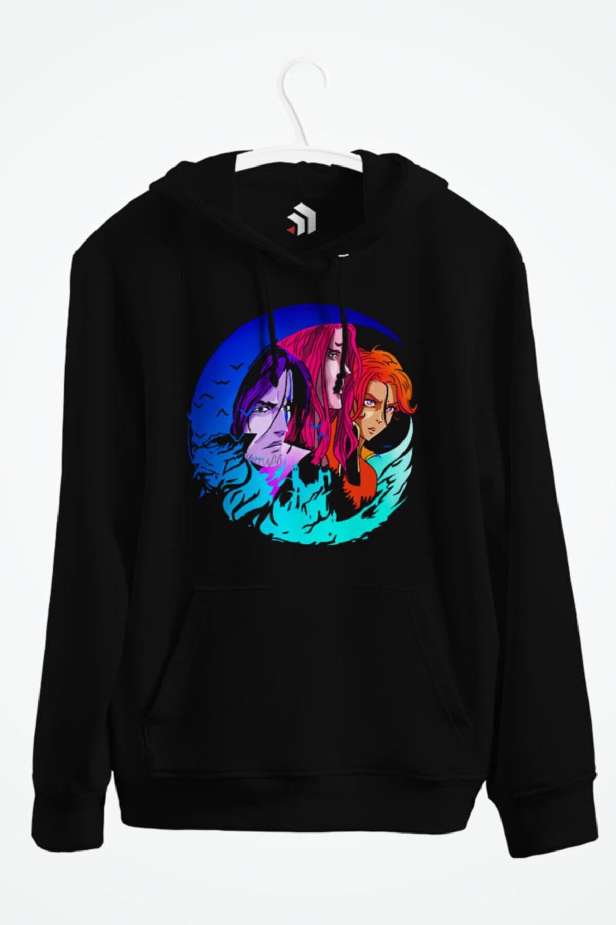 karikatürstore Castlevania Neon Circle Anime Baskılı Kapşonlu Sweatshirt