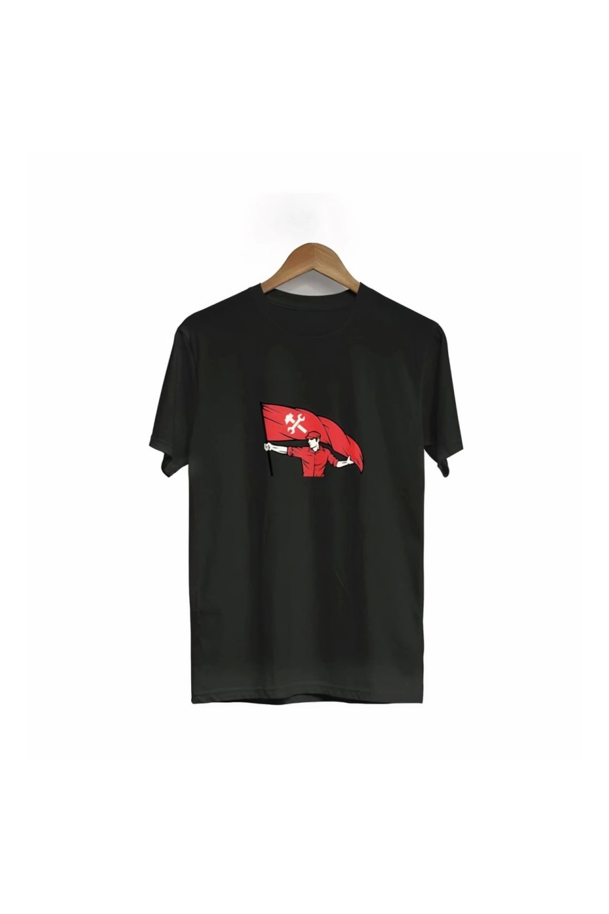 Marsilyan - 1 Mayıs Emekçilerimiz İçin Özel Tasarım Bayraklı Emekçi Baskılı Tshirt
