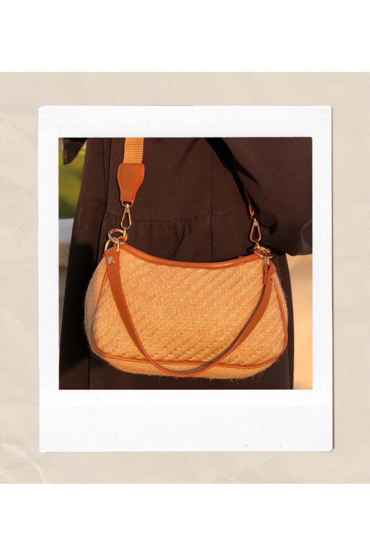 Bag Store Tr Örgü Hasır Model El Ve Omuz Çantası