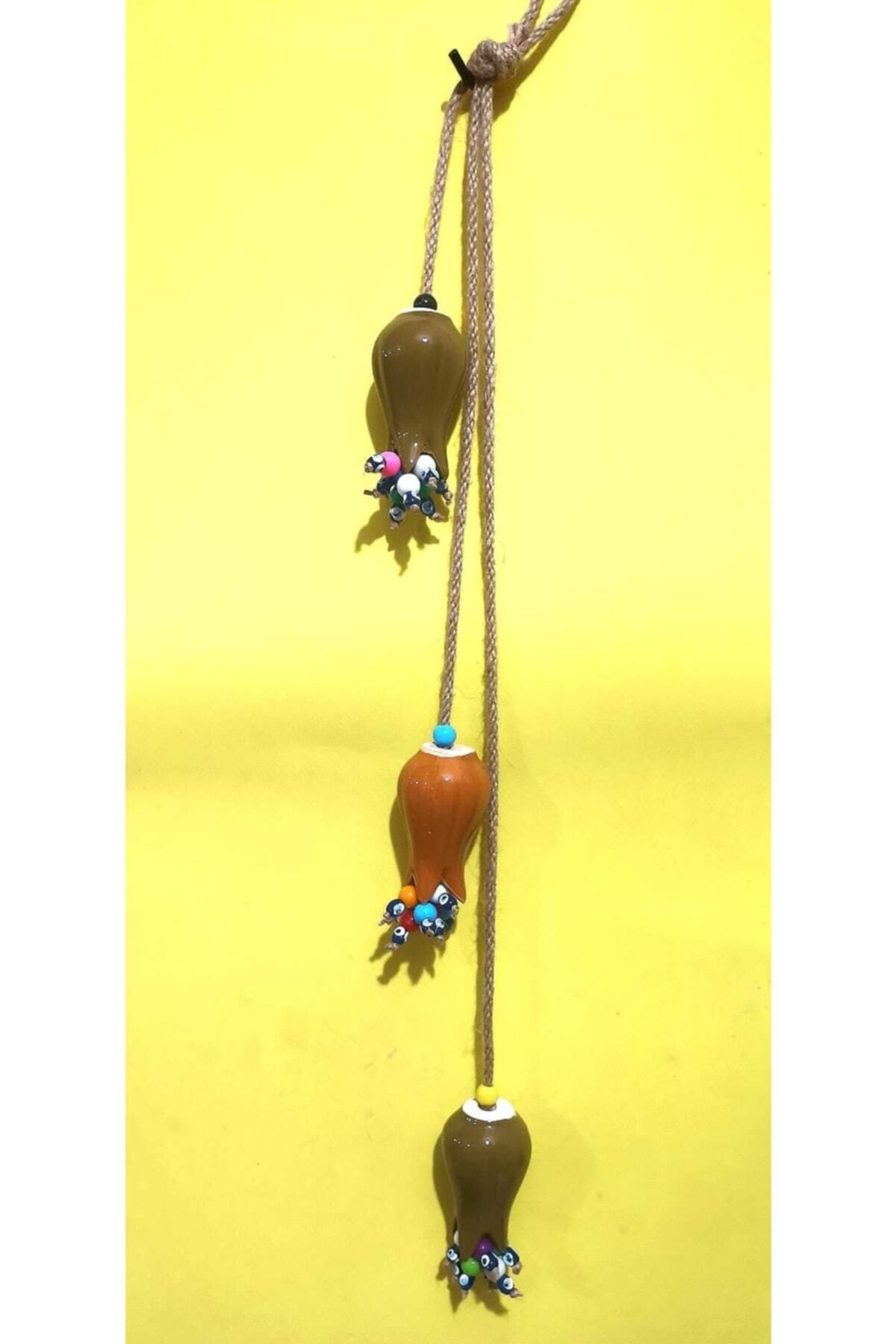 Saatistan Renkli Çini İşlemeli Lale Figürlü Seramik Bahçe ve Balkon Süsü 60 cm
