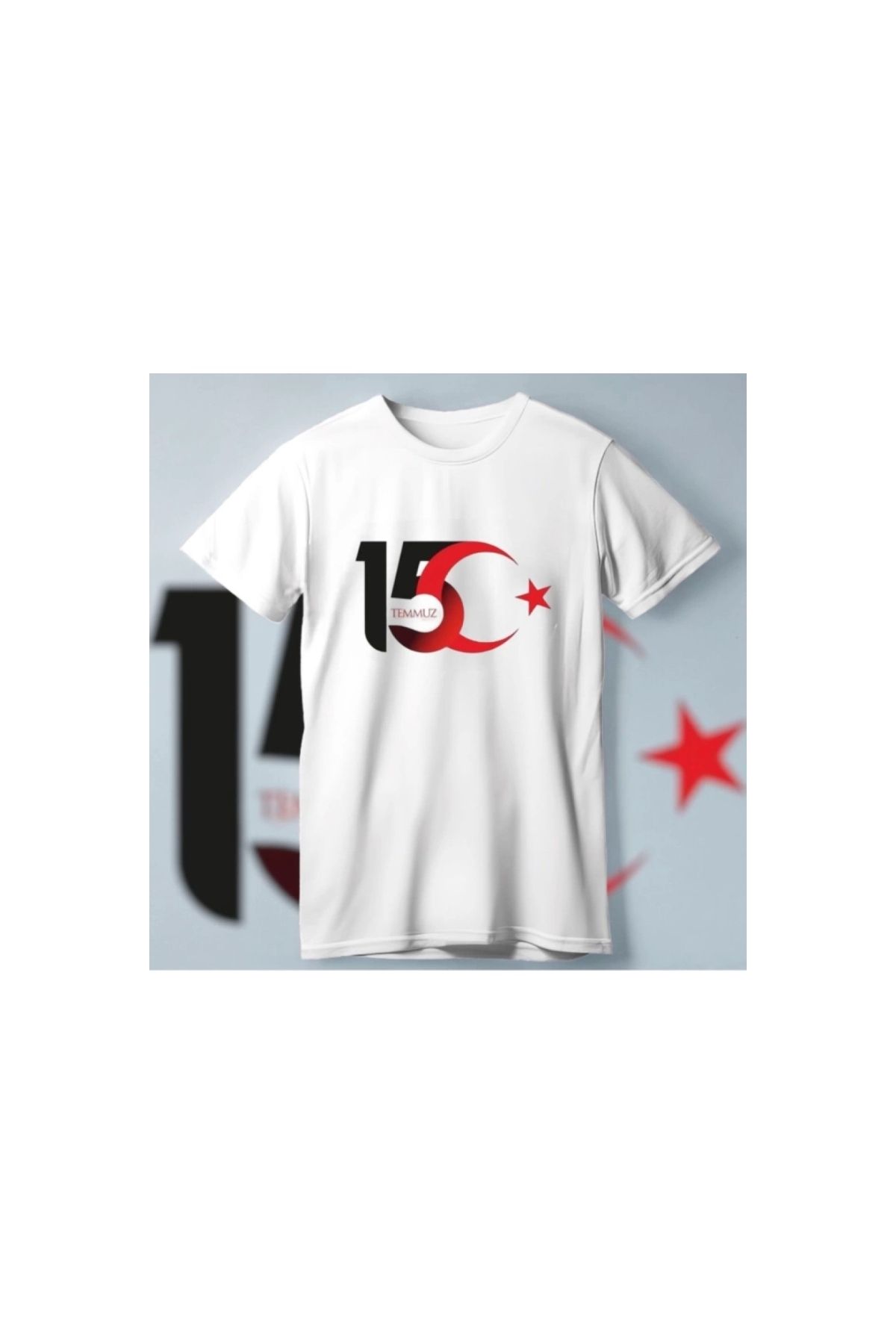 Marsilyan - 15 Temmuza Özel Tasarım Ay Yıldız Baskılı Tshirt