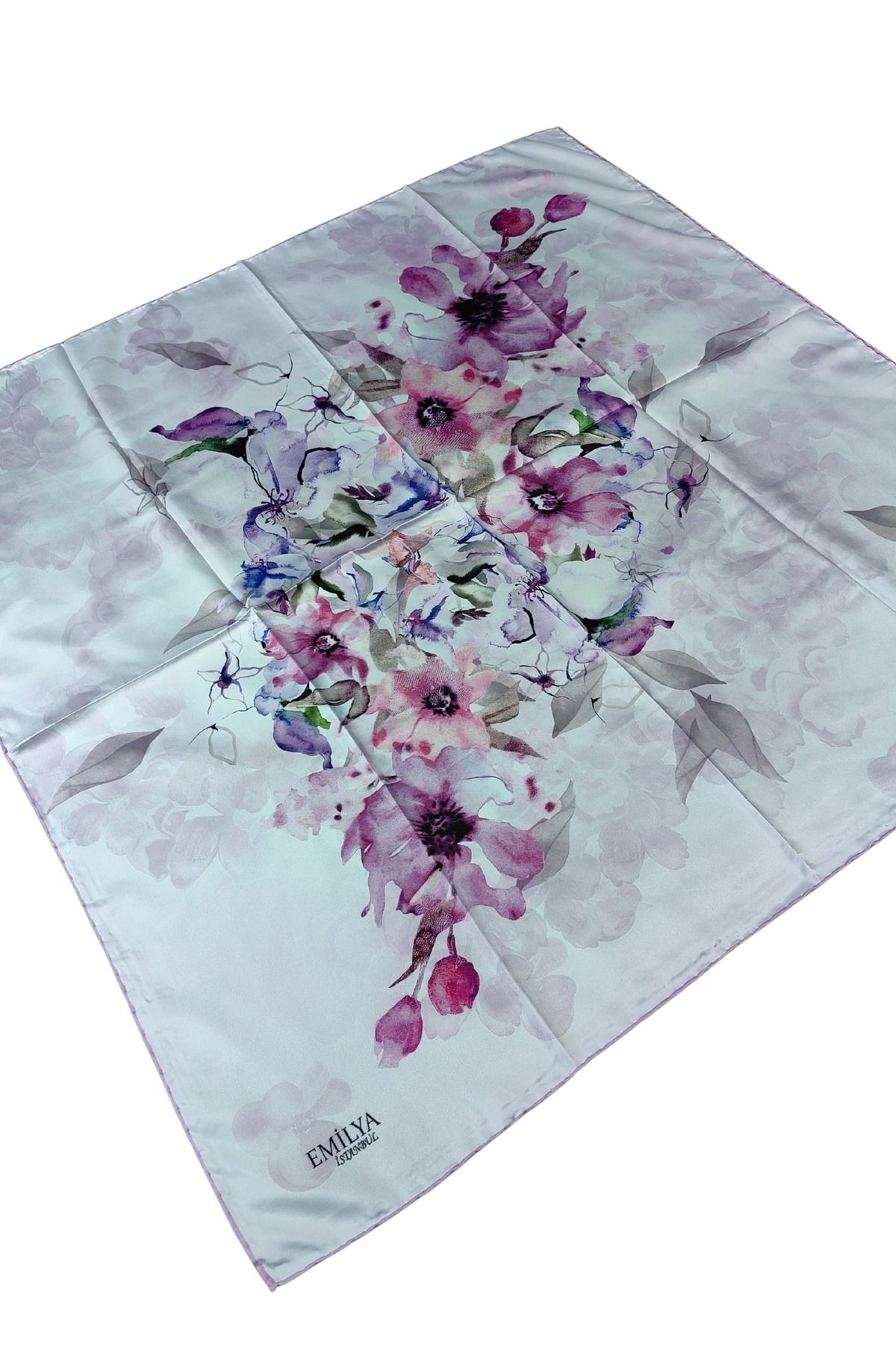 mim eşarp Emilya Rayon Çiçek Desenli Eşarp 90x90 Cm