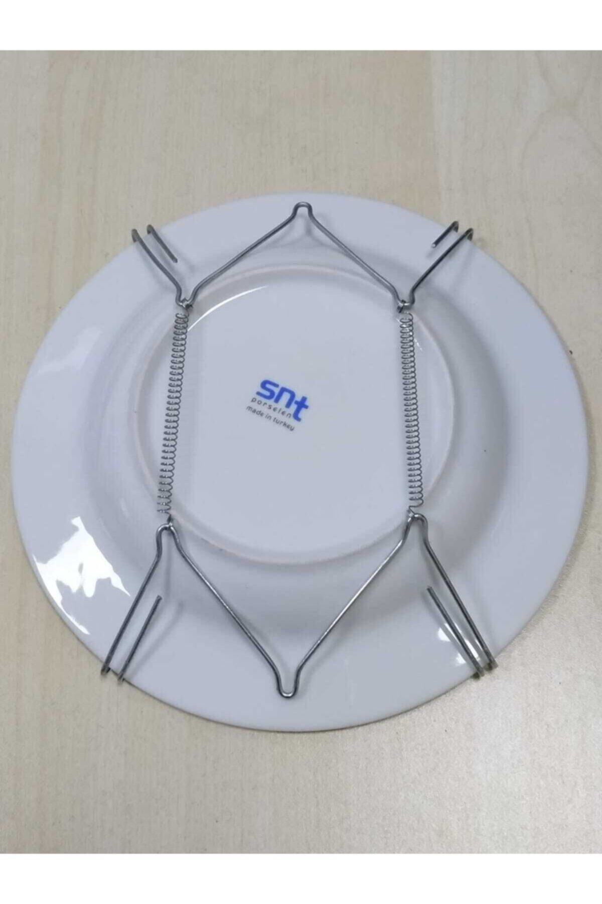 Saatistan Gri Porselen Tabak Askı Aparatı, Duvara Güçlü Sabitleme, 18-21 cm, 1 Adet