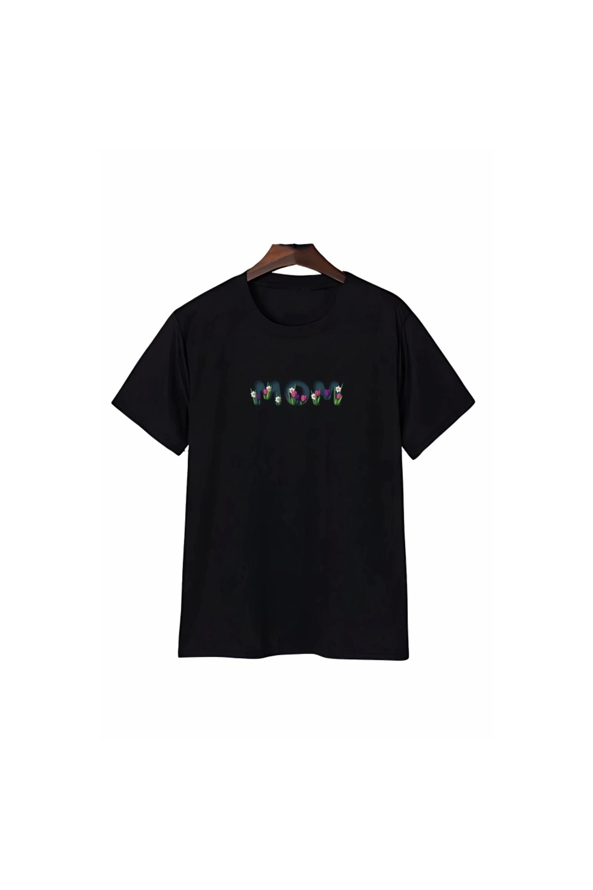 Marsilyan - Anneler Gününe Özel Tasarım Mom Çiçek Baskılı Tshirt