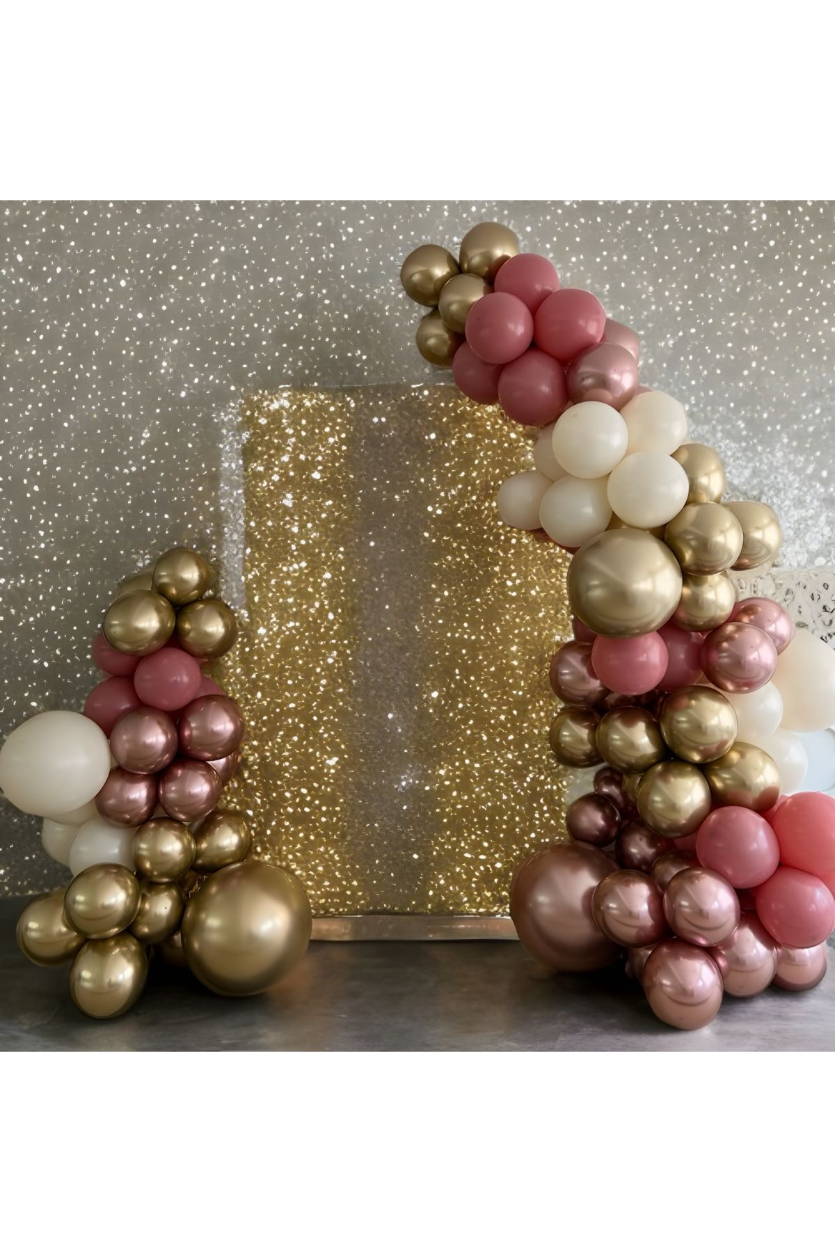 Öztürkpartievi Gül Kurusu Pembe Gold Rosegold Balon Zinciri