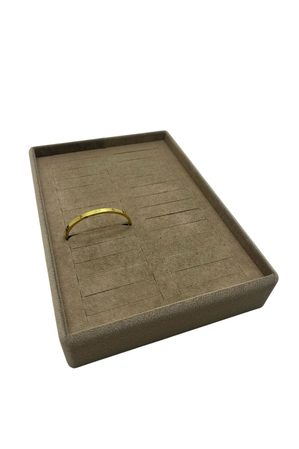 teknotrust Kahverengi Süet Kumaş 22x14 cm Batırmalı Bileklik Tablası