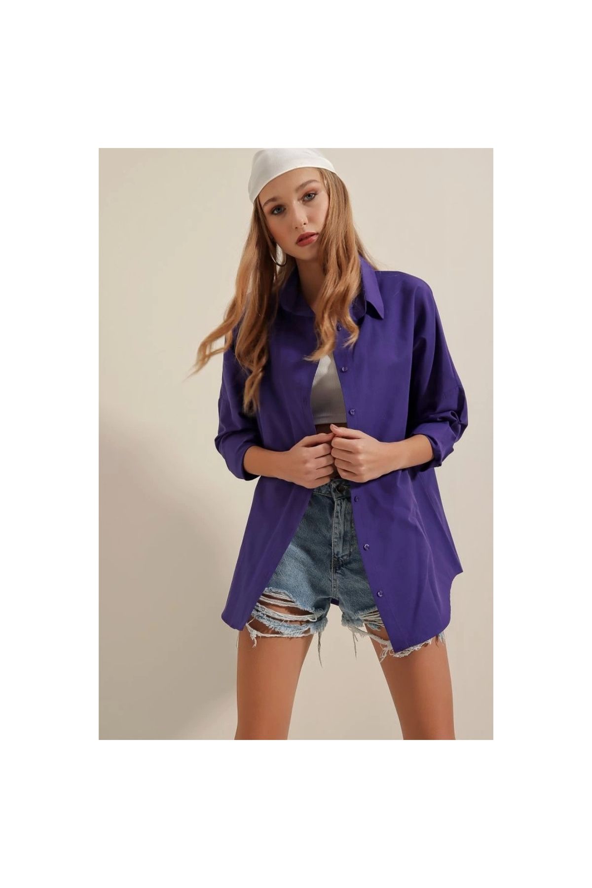 Marsilyan - 3900 Oversize Uzun Basic Gömlek