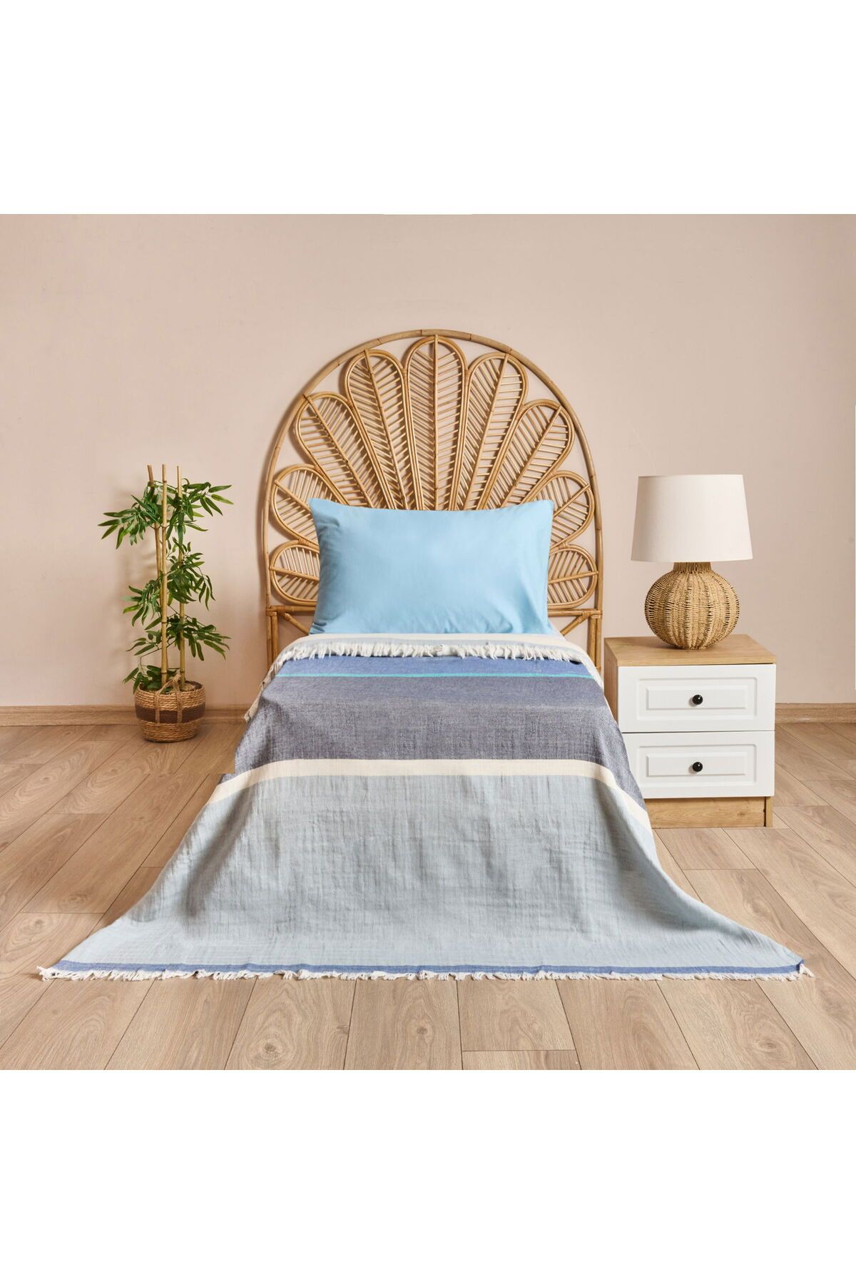 MATMEL Soft Mesyth Tek Kişilik Yatak Örtüsü - Mavi - 160x220 cm