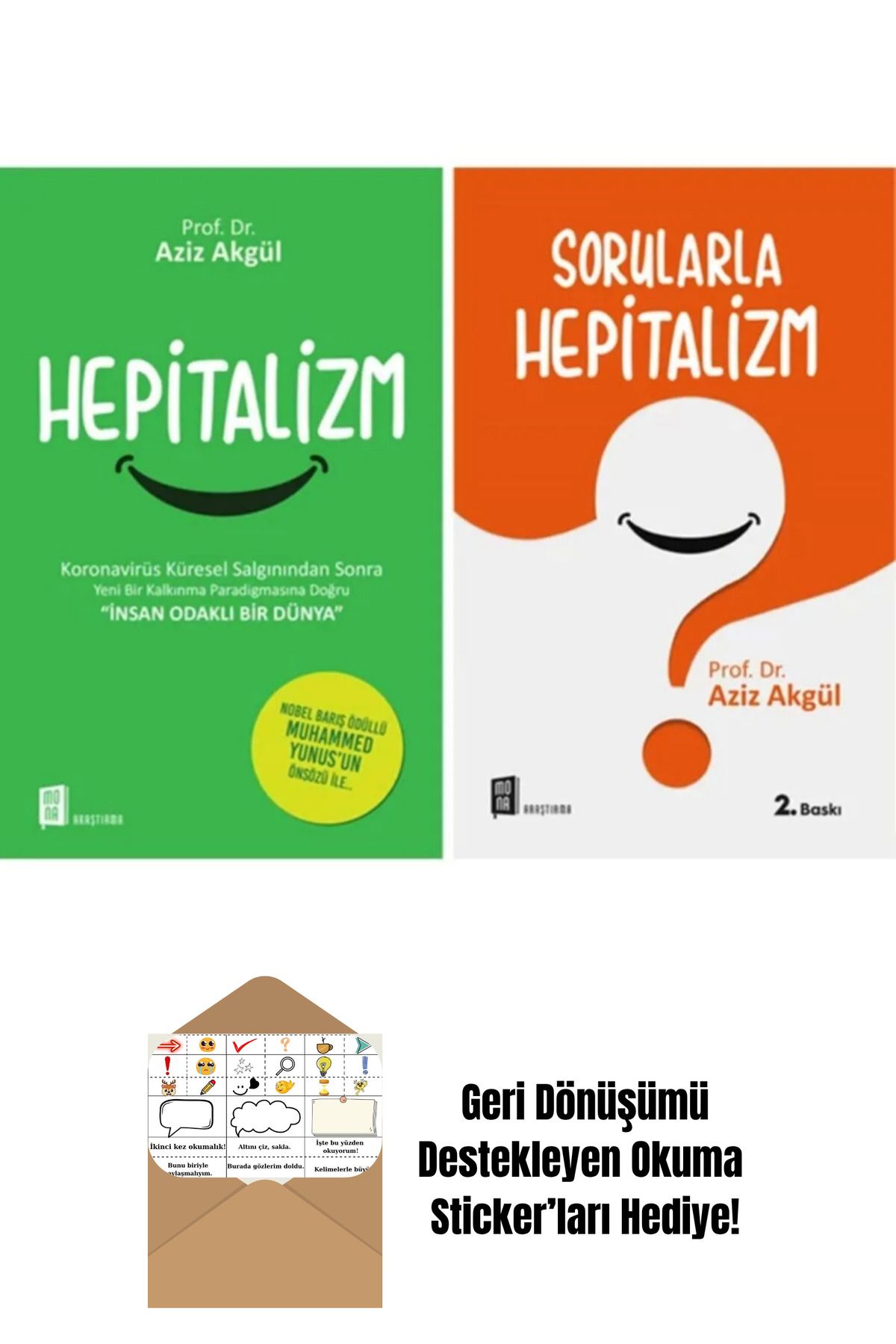 Mona Kitap Aziz Akgül 2 Kitap Set + Okuma Sticker'ları