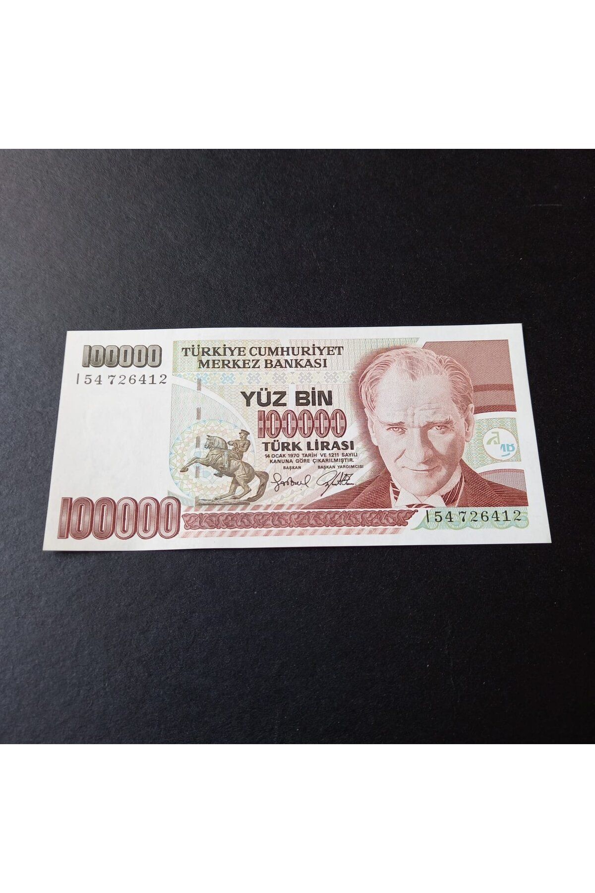 escoines koleksiyon 399636856c8ae866fe 7.Emisyon 3.Tertip I54 Serisi 100Bin Lira ÇİL Eski Kağıt Par