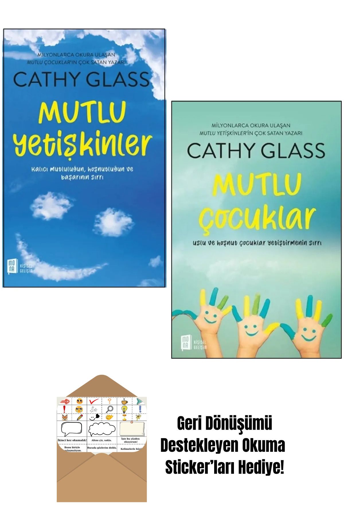 Mona Kitap Mutlu Yetişkinler + Mutlu Çocuklar + Okuma Sticker'ları